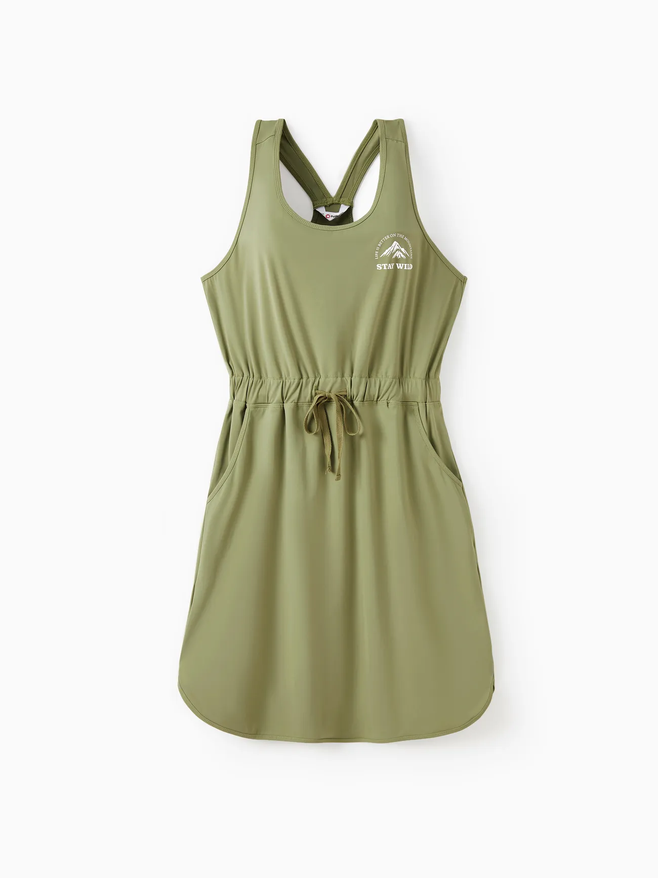 Quick-Dry Mommy and Me Olive Green Sleeveless Stay Wild Mountain Graphic Drawstring Dress
Quick-Dry Mommy and Me Olive Green Sleeveless Stay Wild Mountain Graphic Drawstring Dress