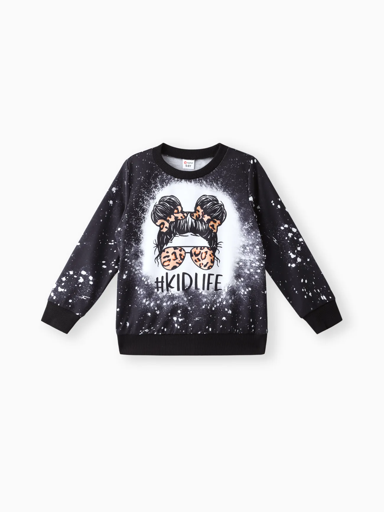 Kid Girl Cartoon Tie Dyed/ Leopard Print Pullover Sweatshirt
Kid Girl Cartoon Tie Dyed/ Leopard Print Pullover Sweatshirt