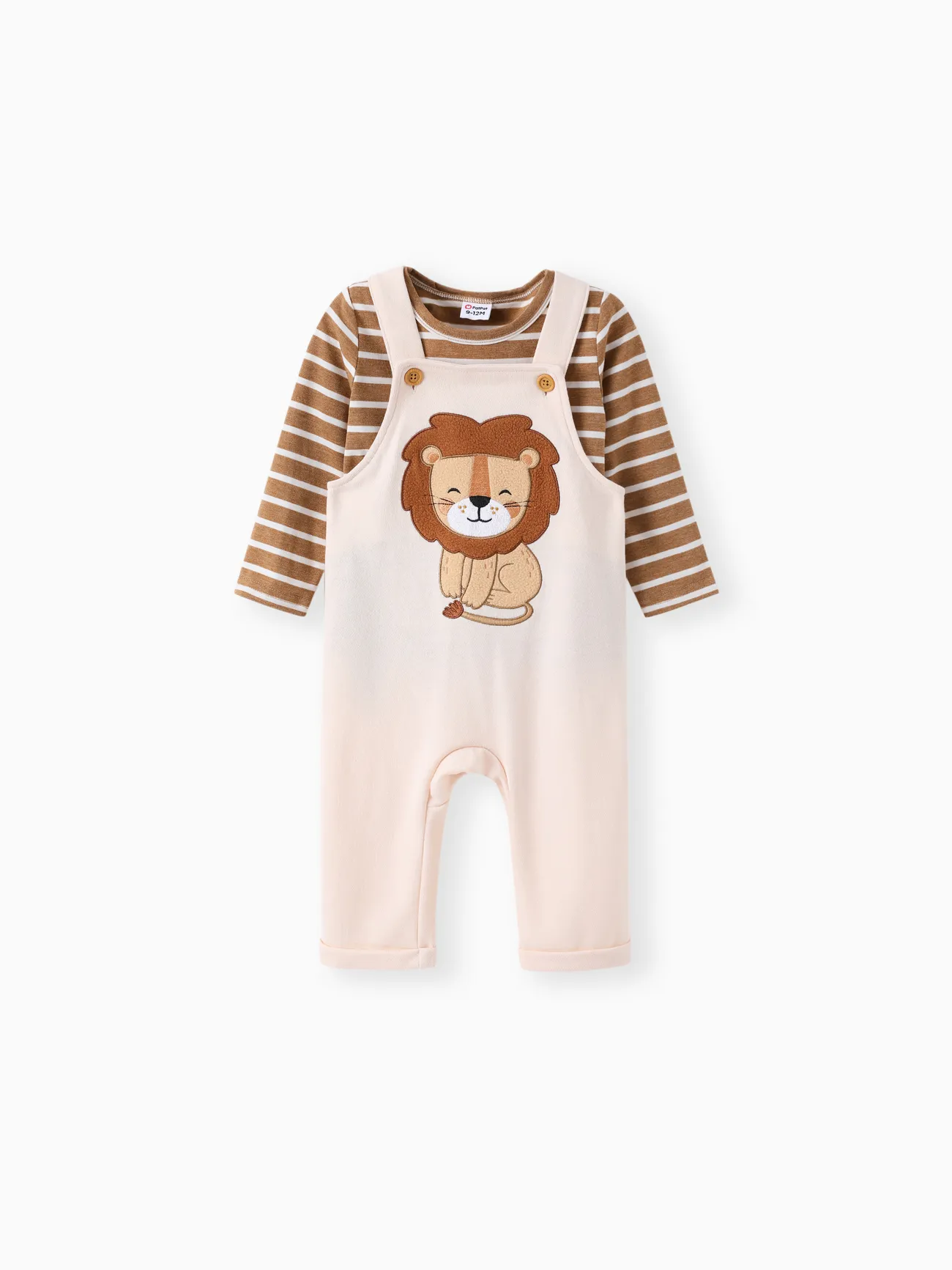 Baby Boy 2pcs Striped Tee and Lion Embroidered Overalls Set
Baby Boy 2pcs Striped Tee and Lion Embroidered Overalls Set