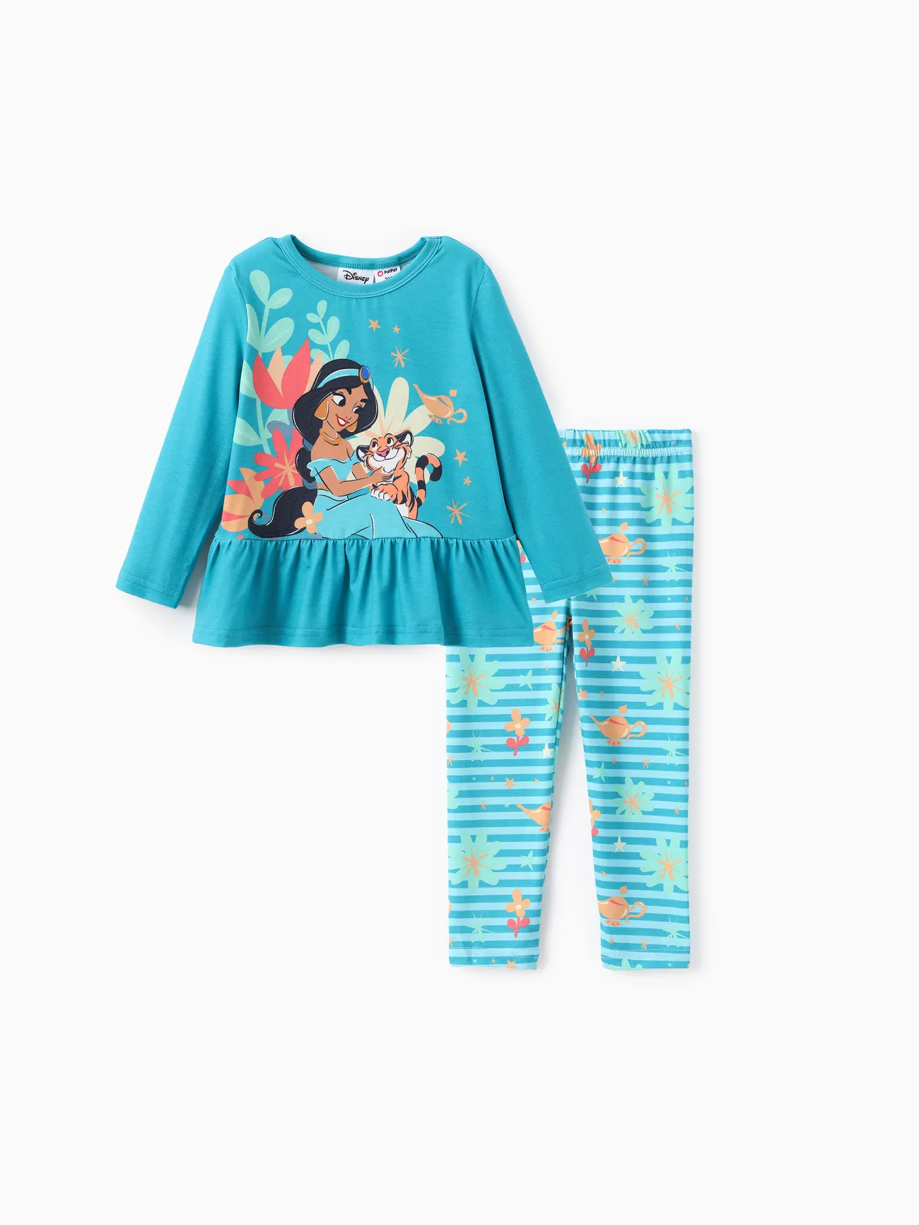 Disney Princess Toddler Girl 2pcs Naia™ Jasmine/Ariel Ruffle-hem Long-sleeve Top And Floral/Shell Stripe Pattern Leggings Set
Disney Princess Toddler Girl 2pcs Naia™ Jasmine/Ariel Ruffle-hem Long-sleeve Top And Floral/Shell Stripe Pattern Leggings Set