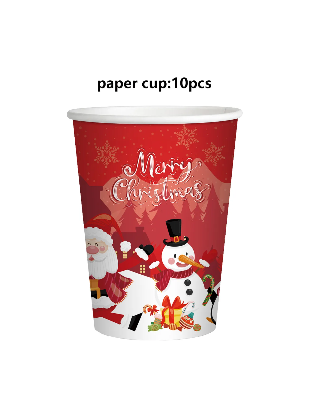 Combo Red Cartoon Santa Claus Themed Holiday Party Decoration Set: Paper Plates, Cups, Tablecloth, Cutlery, and Balloons
Combo Red Cartoon Santa Claus Themed Holiday Party Decoration Set: Paper Plates, Cups, Tablecloth, Cutlery, and Balloons