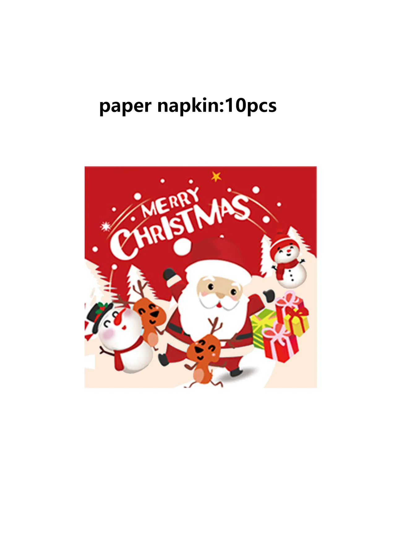 Combo Red Cartoon Santa Claus Themed Holiday Party Decoration Set: Paper Plates, Cups, Tablecloth, Cutlery, and Balloons
Combo Red Cartoon Santa Claus Themed Holiday Party Decoration Set: Paper Plates, Cups, Tablecloth, Cutlery, and Balloons