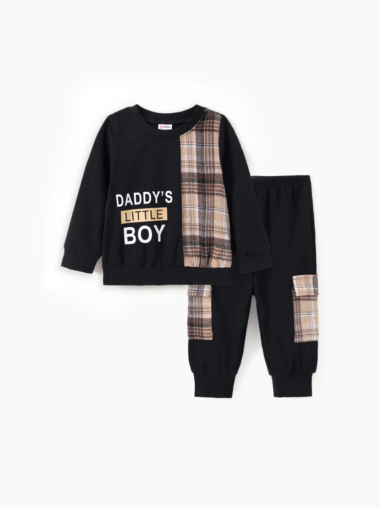 2pcs Baby Boy Cotton Letters Print Plaid Panel Long-sleeve Top and Cargo Pants Set
2pcs Baby Boy Cotton Letters Print Plaid Panel Long-sleeve Top and Cargo Pants Set