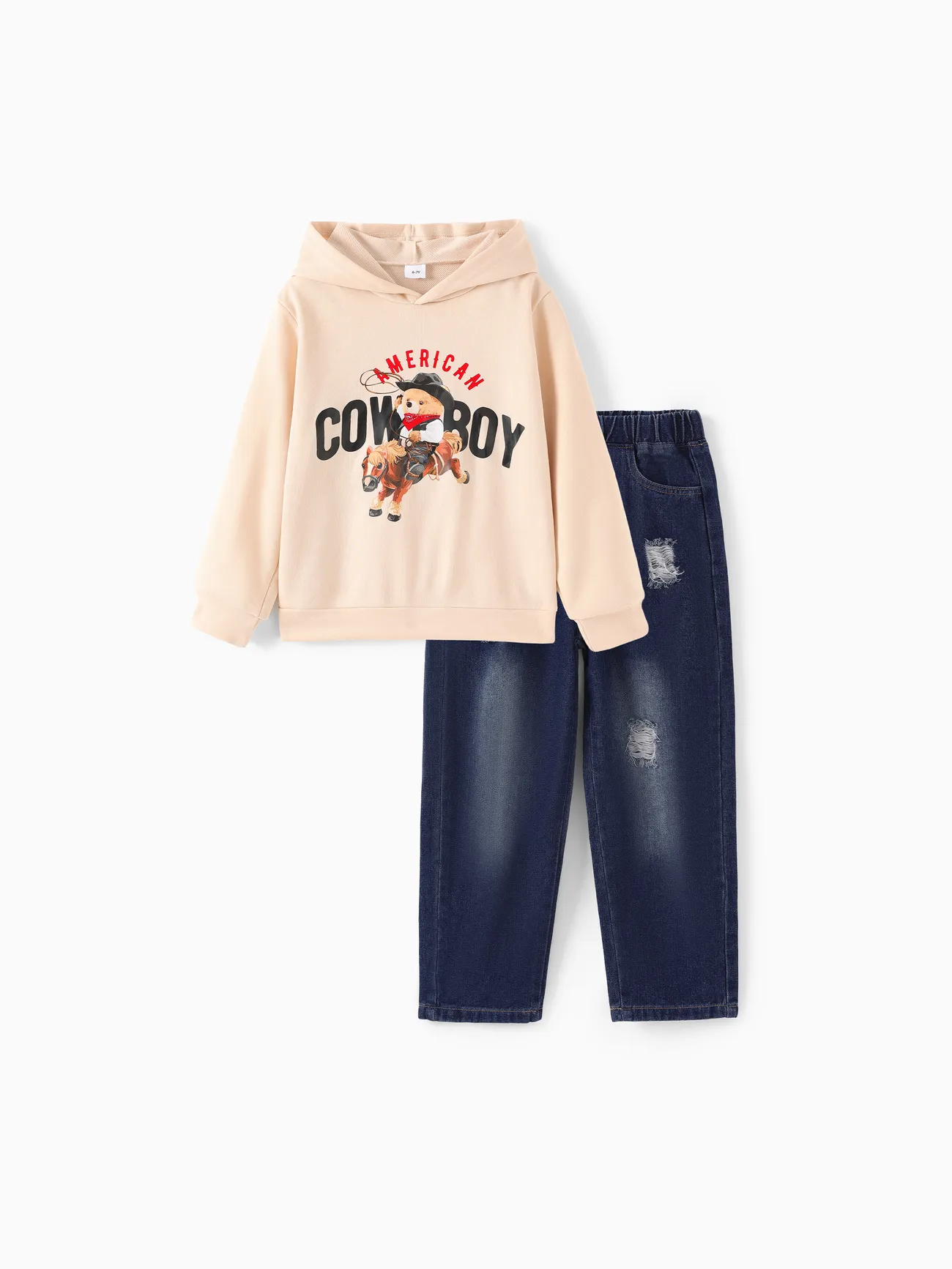 Kid Boy Bear Print Hooded Sweatshirt and Denim Pants Set
Kid Boy Bear Print Hooded Sweatshirt and Denim Pants Set
