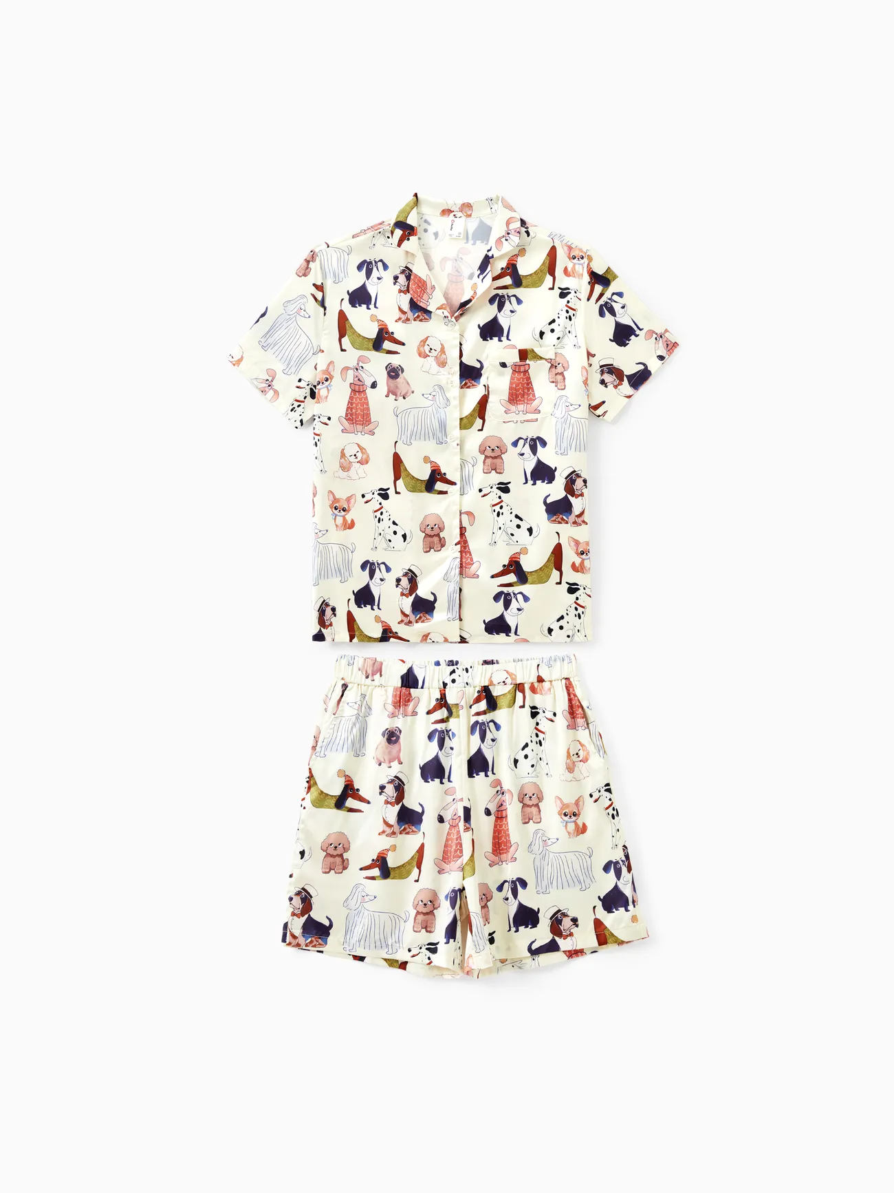 Family Matching Short-sleeve Pajamas Set Doggy Pattern Pajamas Set for Couples