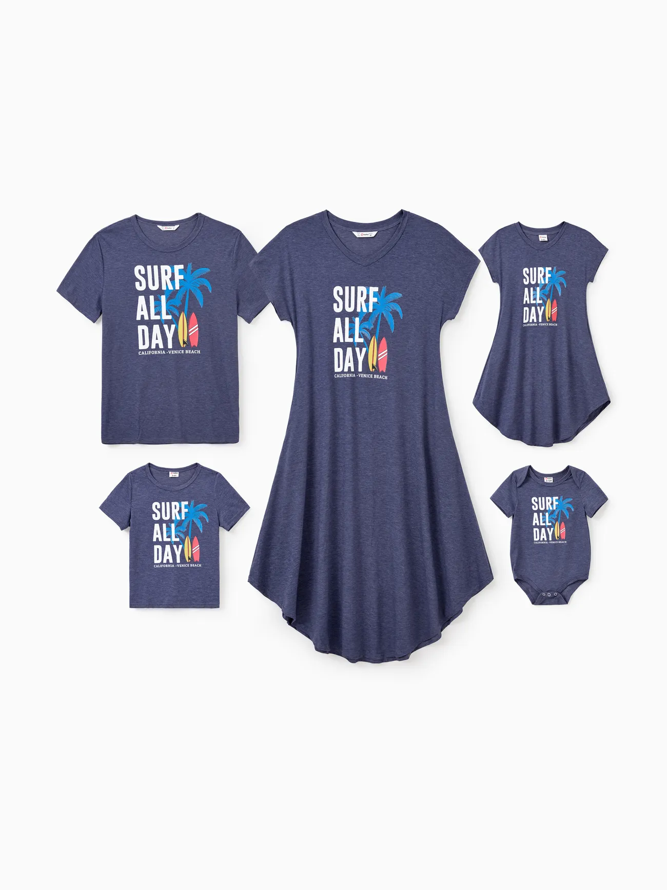 Family Matching Sets Deep Blue Coconut Tree and Slogan Printed Tee or Short Sleeves A-Line Dress With Pockets
Family Matching Sets Deep Blue Coconut Tree and Slogan Printed Tee or Short Sleeves A-Line Dress With Pockets