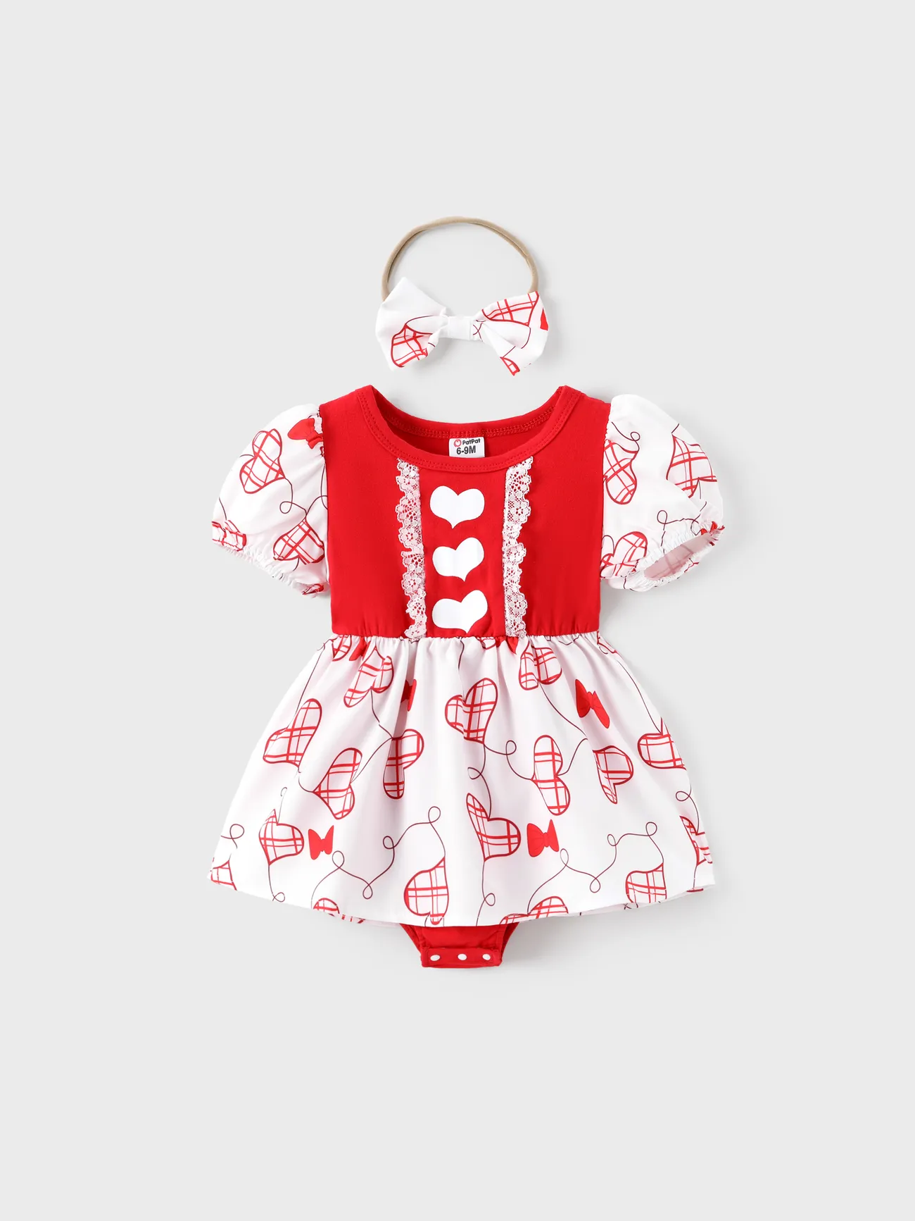 Valentine's Day Baby Girl Heart-shaped Lace Bubble Sleeves Romper with Headband
Valentine's Day Baby Girl Heart-shaped Lace Bubble Sleeves Romper with Headband
