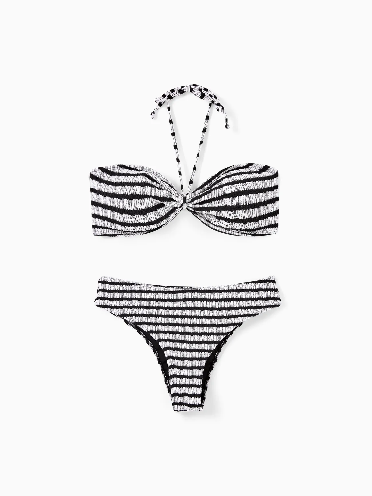 Family Matching Black Swim Trunks or Striped Halter two-piece Swimsuit 
Family Matching Black Swim Trunks or Striped Halter two-piece Swimsuit