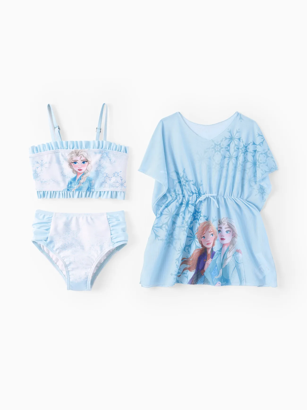Disney Frozen Toddler Girl 3pcs Elsa And Anna Snowflake Print Sunproof Swimsuit with Cover-up Set 
Disney Frozen Toddler Girl 3pcs Elsa And Anna Snowflake Print Sunproof Swimsuit with Cover-up Set