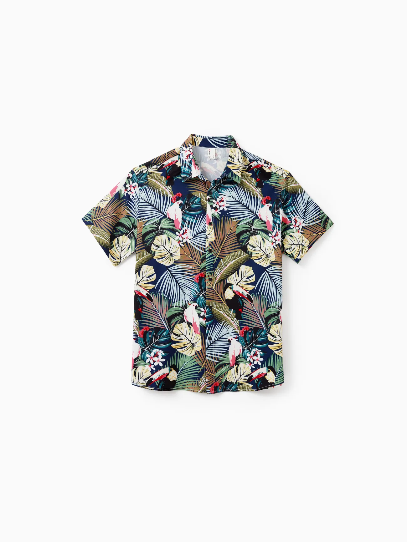 Couples Matching Hawaiian Set Tropical Print Short Sleeve Button-Down Shirt & Halter Cut Out Smocked Back Dress Set for Vacation Beachwear 
Couples Matching Hawaiian Set Tropical Print Short Sleeve Button-Down Shirt & Halter Cut Out Smocked Back Dress Set for Vacation Beachwear