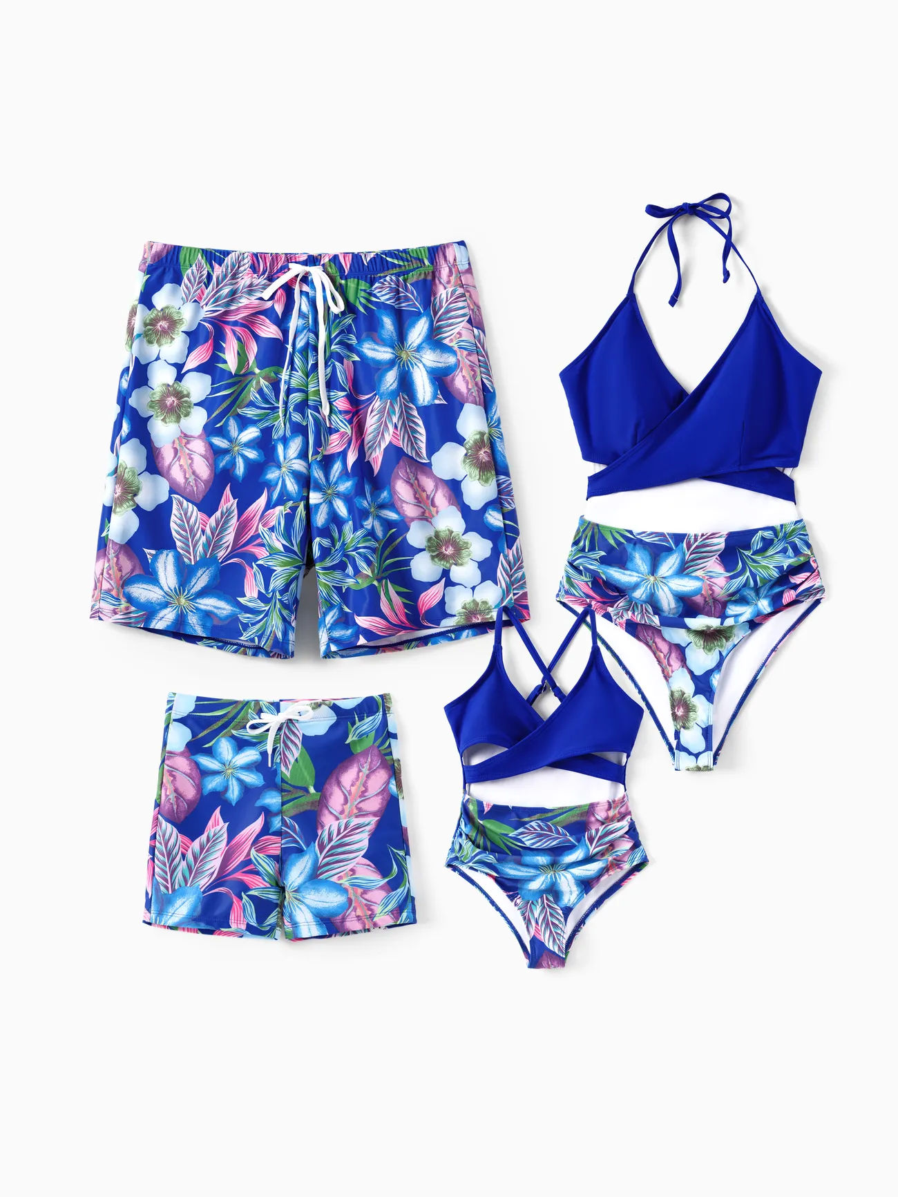 Family Matching Drawstring Swim Trunks or Crisscross Halter Tie One-Piece Swimsuit
Family Matching Drawstring Swim Trunks or Crisscross Halter Tie One-Piece Swimsuit