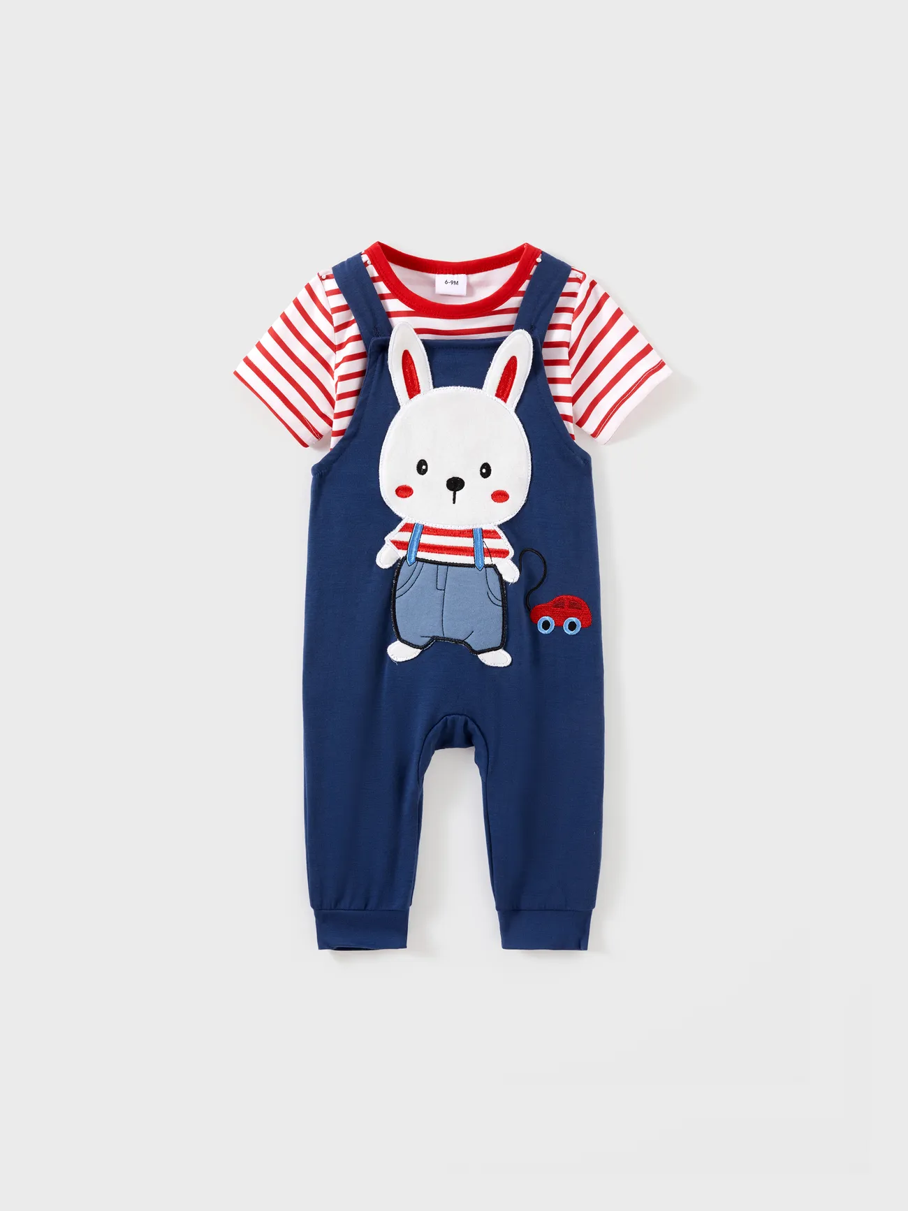Easter Baby Boy/Girl 2-Piece Striped Tee and Rabbit Embroidery Overalls Set
Easter Baby Boy/Girl 2-Piece Striped Tee and Rabbit Embroidery Overalls Set