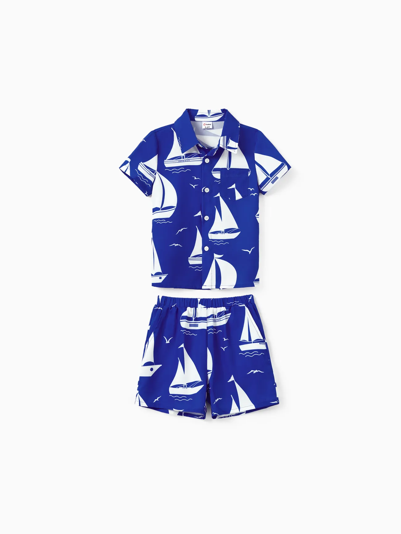 Family Matching Blue Set Geometric Pattern 2-Piece Short-sleeve Shirt and Shorts Set or Halter Belted Dress
Family Matching Blue Set Geometric Pattern 2-Piece Short-sleeve Shirt and Shorts Set or Halter Belted Dress