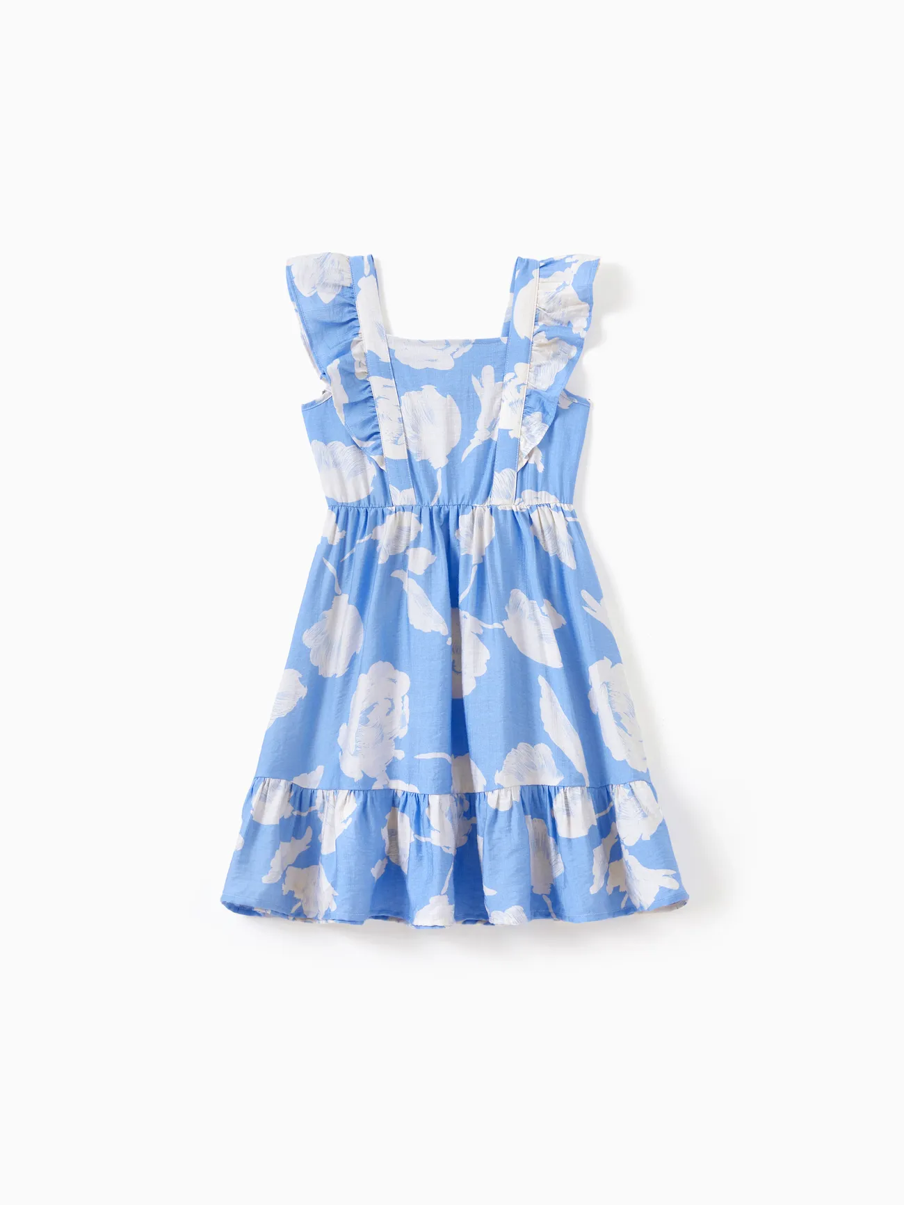 Family Matching Blue Cotton T-Shirt or Leaf Print Blue Smoking Flutter-sleeve Dress
Family Matching Blue Cotton T-Shirt or Leaf Print Blue Smoking Flutter-sleeve Dress