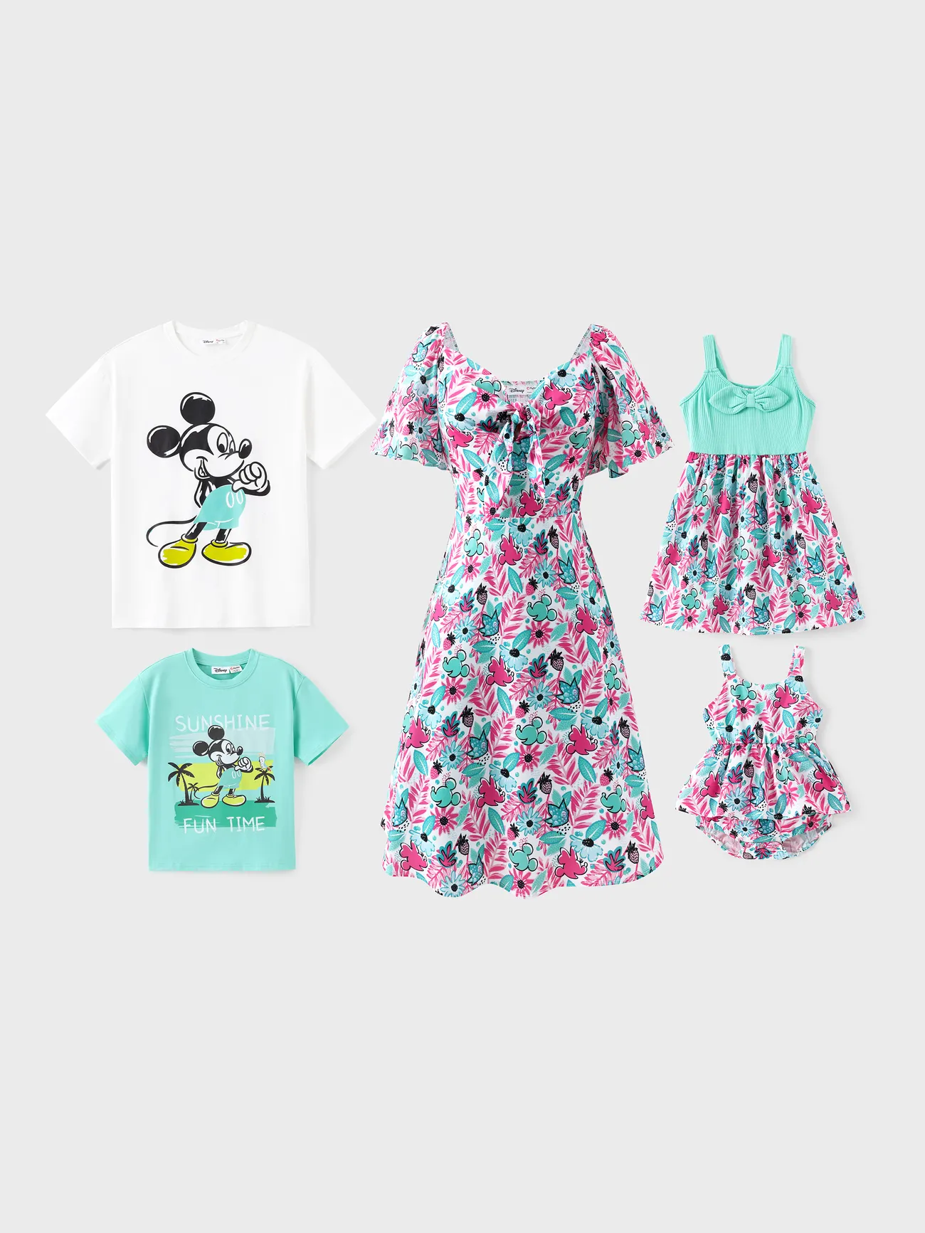Disney Mickey and Friends Family matching Floral Print Knotted Smocked Dress/ Cotton Top 
Disney Mickey and Friends Family matching Floral Print Knotted Smocked Dress/ Cotton Top