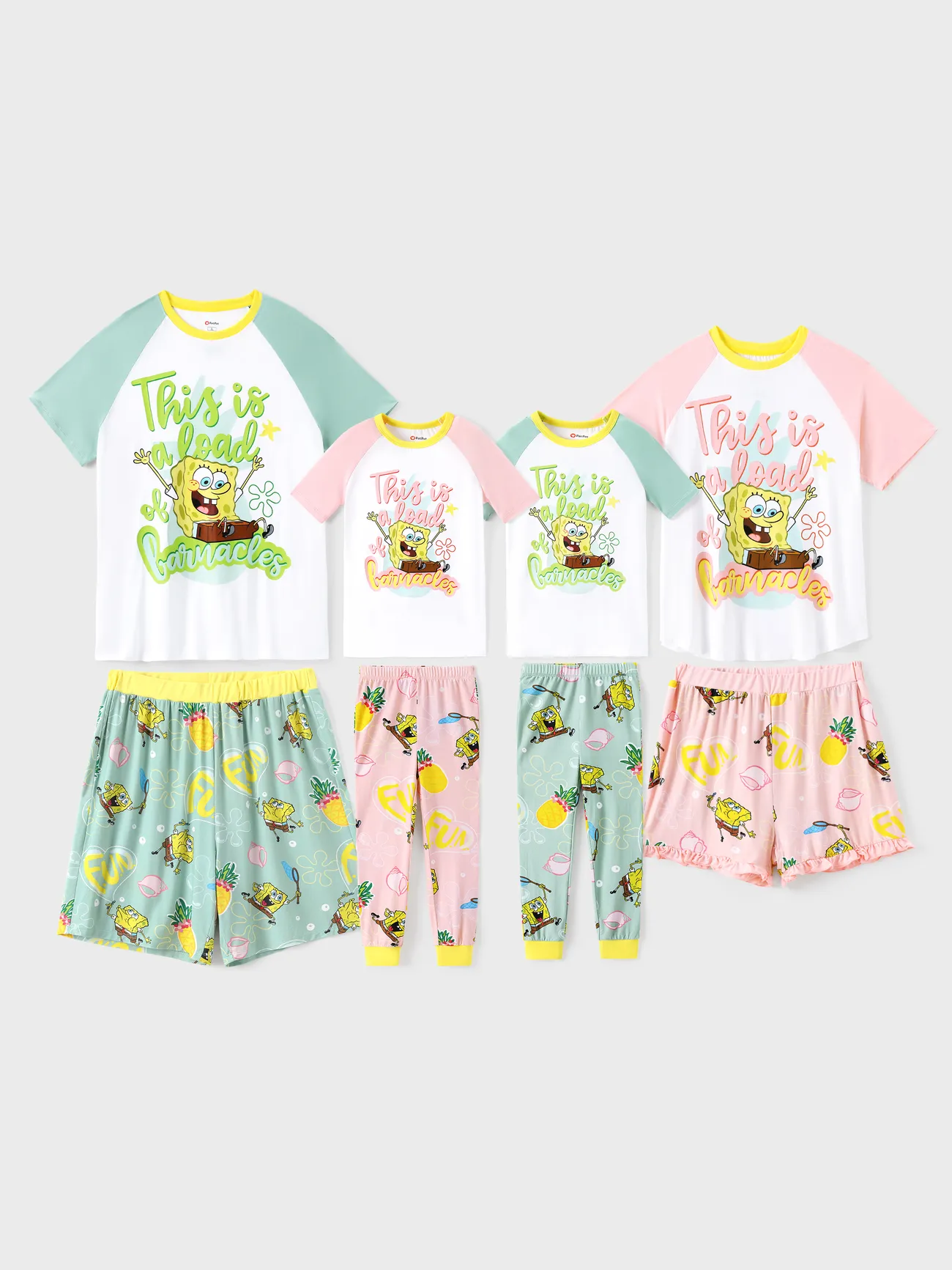 SpongeBob SquarePants Family matching Pineapple Print Colorblock Short-sleeve Top And Pants Snug-Fitting Pajamas Set
SpongeBob SquarePants Family matching Pineapple Print Colorblock Short-sleeve Top And Pants Snug-Fitting Pajamas Set