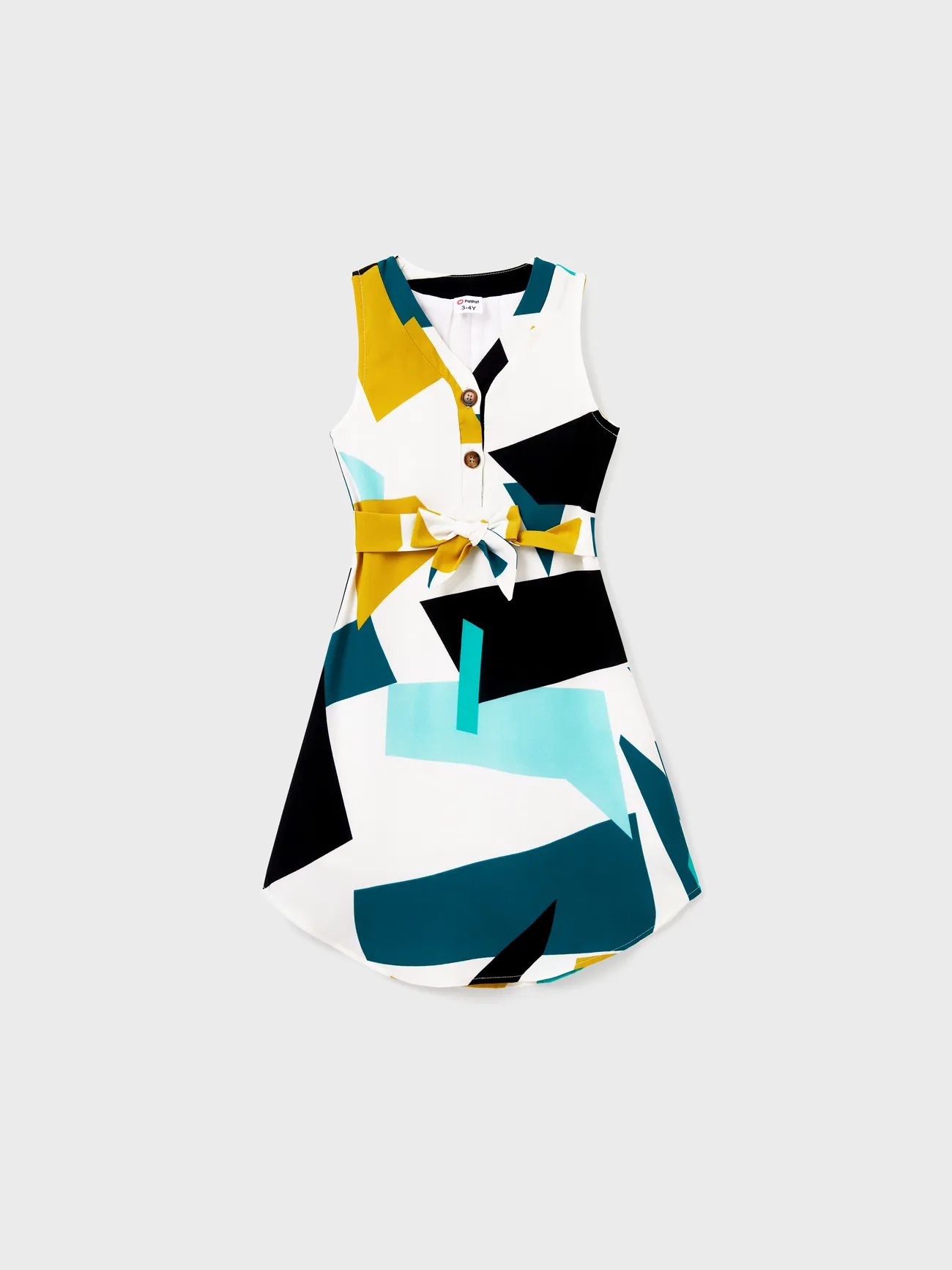 Family Matching Sets Color Block Tee or Geometric Pattern V-Neck Button Sleeveless Belted Dress
Family Matching Sets Color Block Tee or Geometric Pattern V-Neck Button Sleeveless Belted Dress