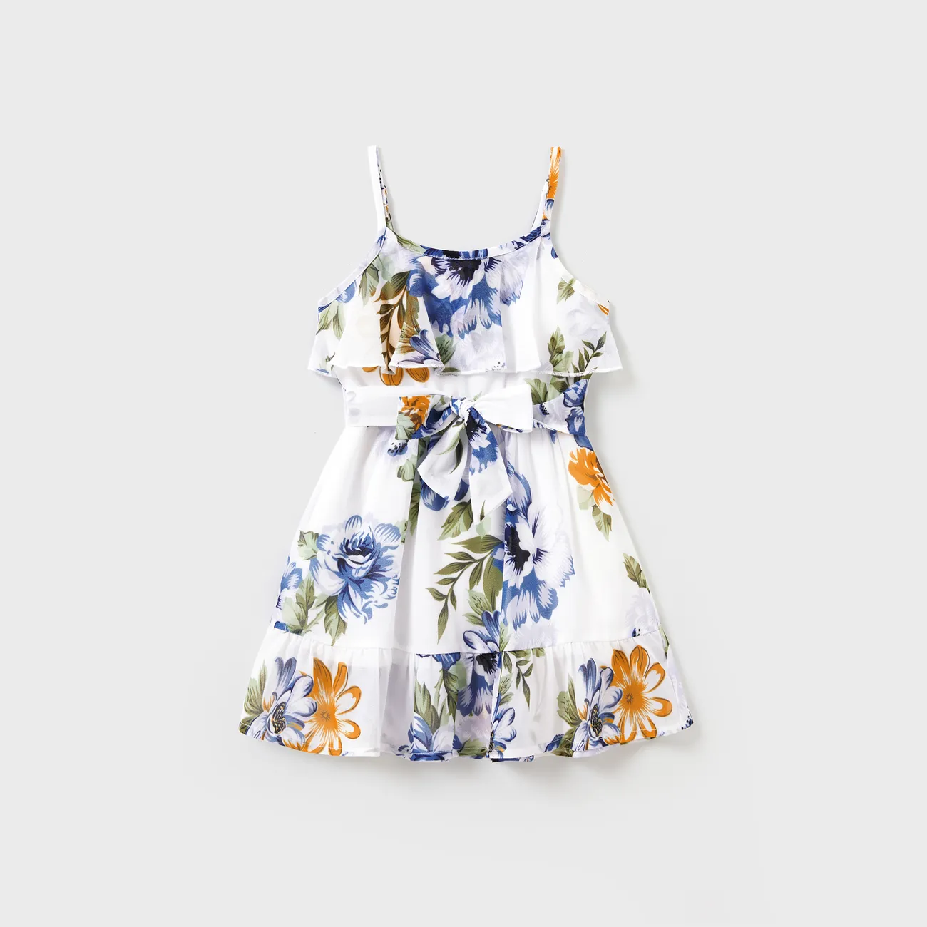 Matching Family Outfits Blue Cotton T-Shirts or Floral Print Ruffle Strap Belted Dress Summer Family Look Set for Beach, Travel, and Photos
Matching Family Outfits Blue Cotton T-Shirts or Floral Print Ruffle Strap Belted Dress Summer Family Look Set for Beach, Travel, and Photos