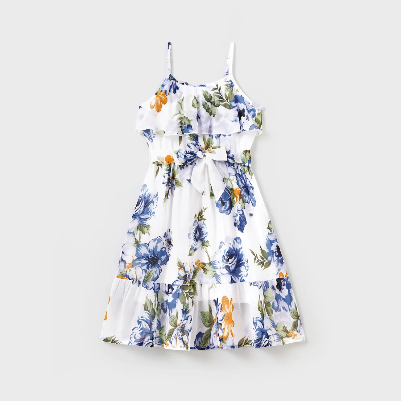 Matching Family Outfits Blue Cotton T-Shirts or Floral Print Ruffle Strap Belted Dress Summer Family Look Set for Beach, Travel, and Photos
Matching Family Outfits Blue Cotton T-Shirts or Floral Print Ruffle Strap Belted Dress Summer Family Look Set for Beach, Travel, and Photos