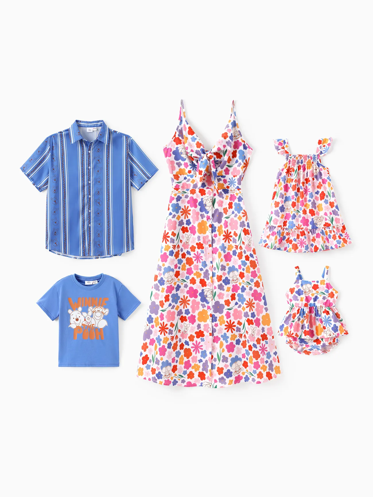 Disney Winnie the Pooh Family Matching Floral Print Knotted Camisole Dress/ Shirt/ Cotton Top/Jumpsuit Casual Family Matching Suits Unisex Floral Bandage Set
Disney Winnie the Pooh Family Matching Floral Print Knotted Camisole Dress/ Shirt/ Cotton Top/Jumpsuit Casual Family Matching Suits Unisex Floral Bandage Set