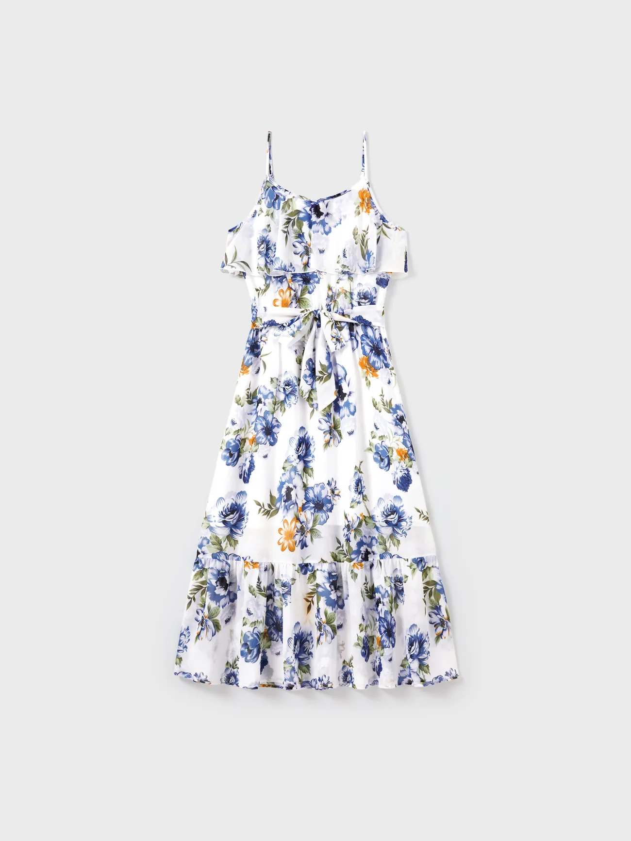 Matching Family Outfits Blue Cotton T-Shirts or Floral Print Ruffle Strap Belted Dress Summer Family Look Set for Beach, Travel, and Photos
Matching Family Outfits Blue Cotton T-Shirts or Floral Print Ruffle Strap Belted Dress Summer Family Look Set for Beach, Travel, and Photos