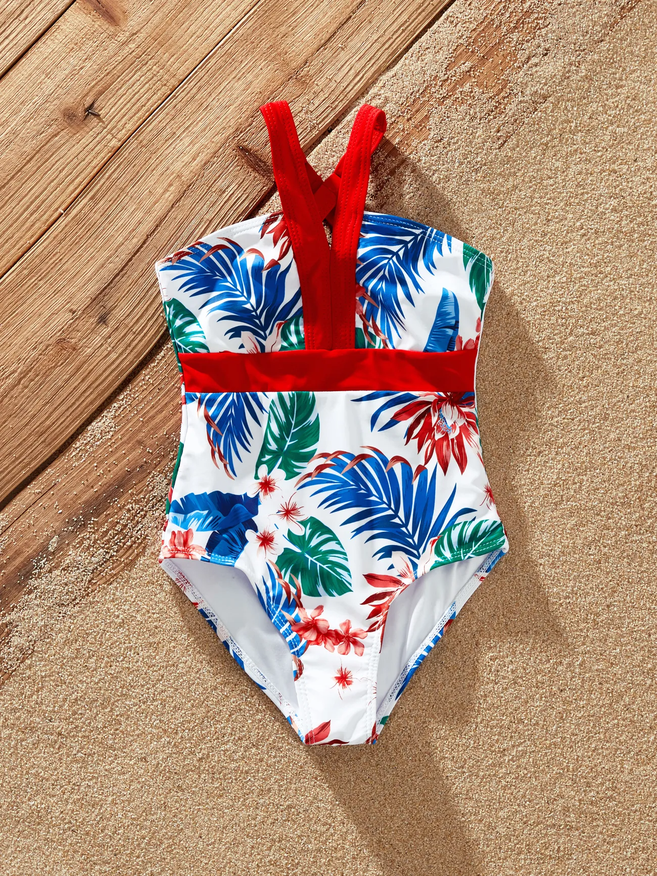 Matching Family Swimsuits Tropical Plant Print Red Spaghetti Strap One-piece Swimsuit or Swim trunks
Matching Family Swimsuits Tropical Plant Print Red Spaghetti Strap One-piece Swimsuit or Swim trunks