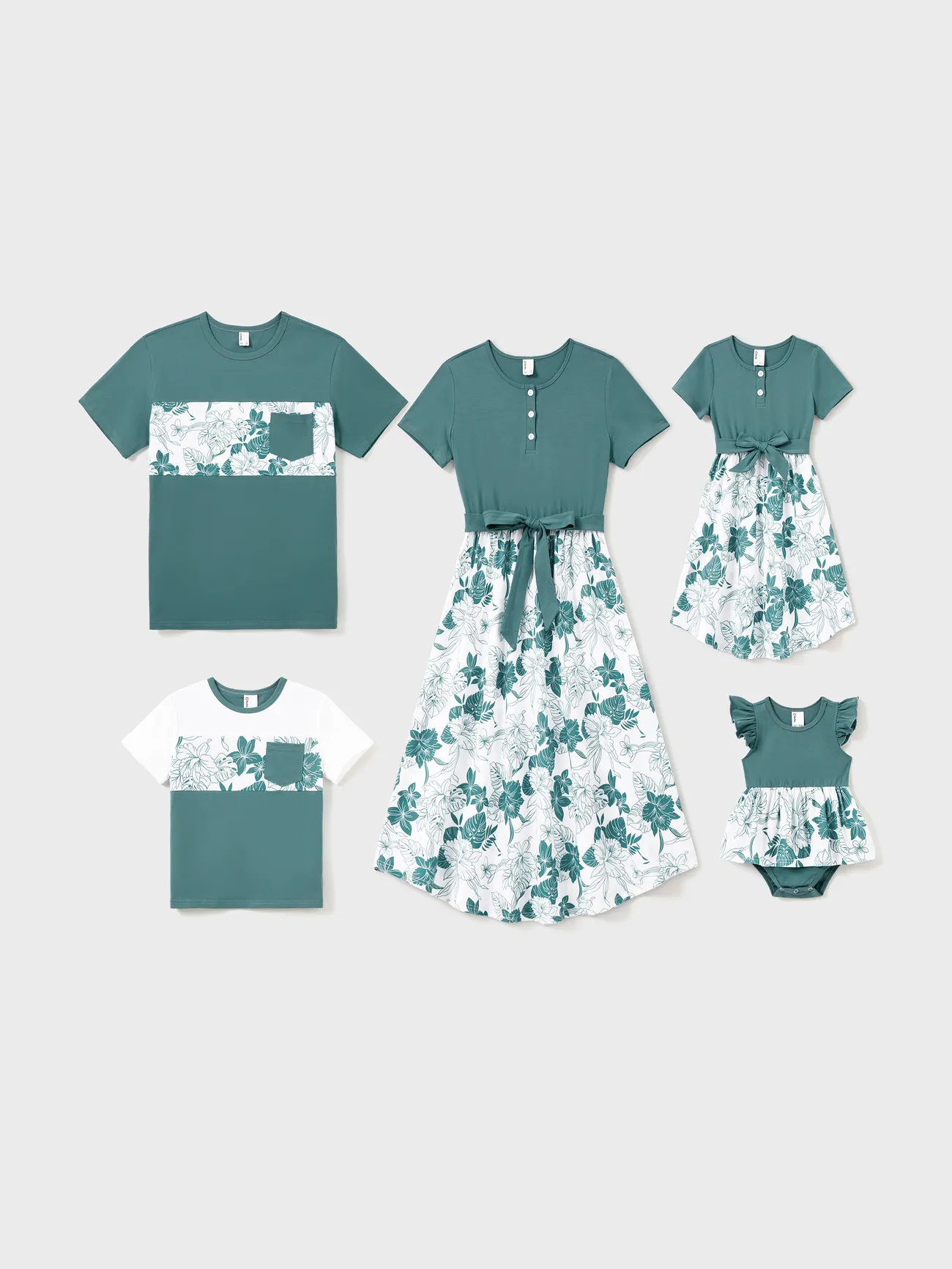 Floral Matching Family Outfits Green Botanical Print Dresses for Mom and Daughter, Dad and Son T-Shirts, Baby Girl Romper Summer Photo Shoot Outfit
Floral Matching Family Outfits Green Botanical Print Dresses for Mom and Daughter, Dad and Son T-Shirts, Baby Girl Romper Summer Photo Shoot Outfit