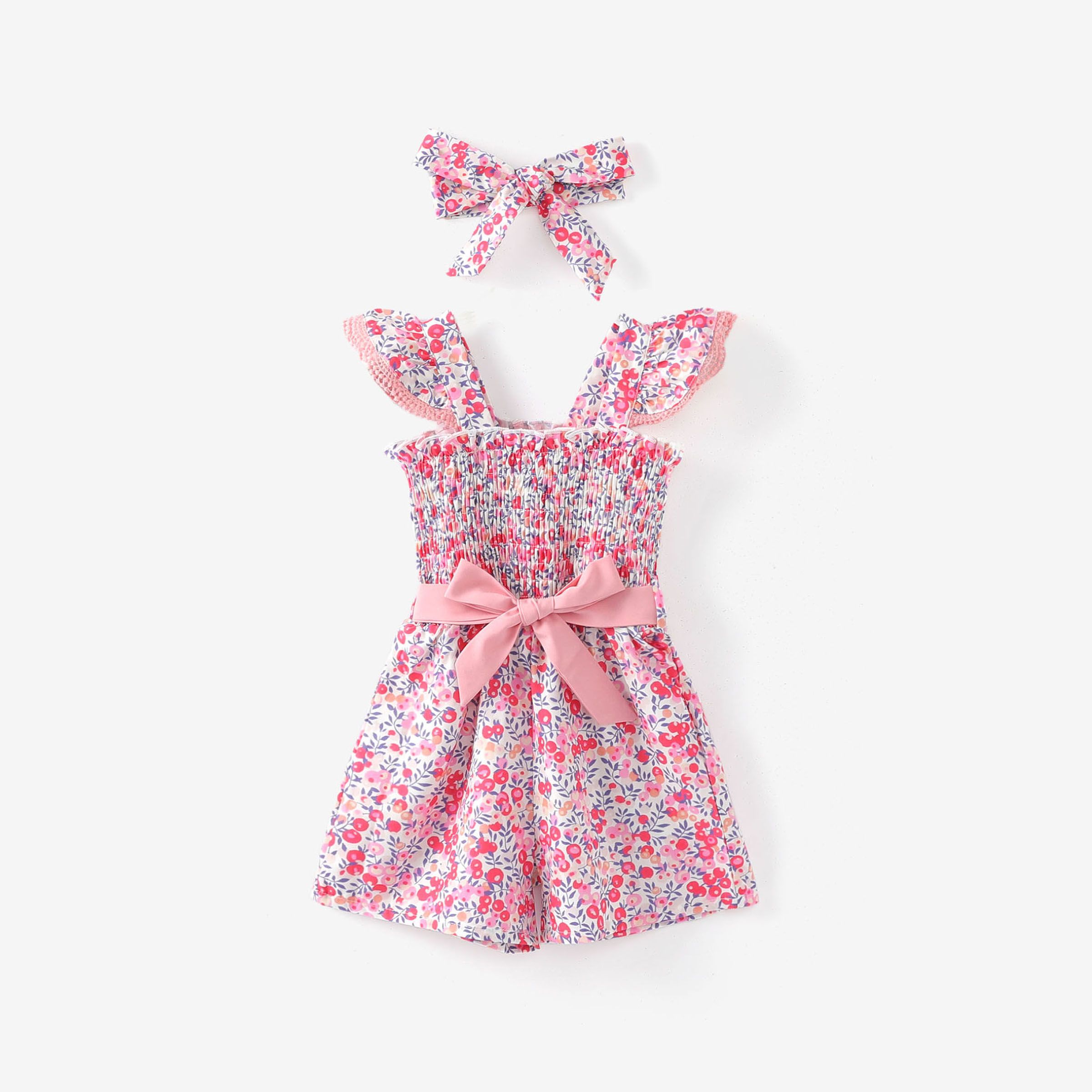 Toddler Girl 2pcs Floral Print Flutter Sleeve Jumpsuit and Headband Set/ Bow Decor Shoes
Toddler Girl 2pcs Floral Print Flutter Sleeve Jumpsuit and Headband Set/ Bow Decor Shoes