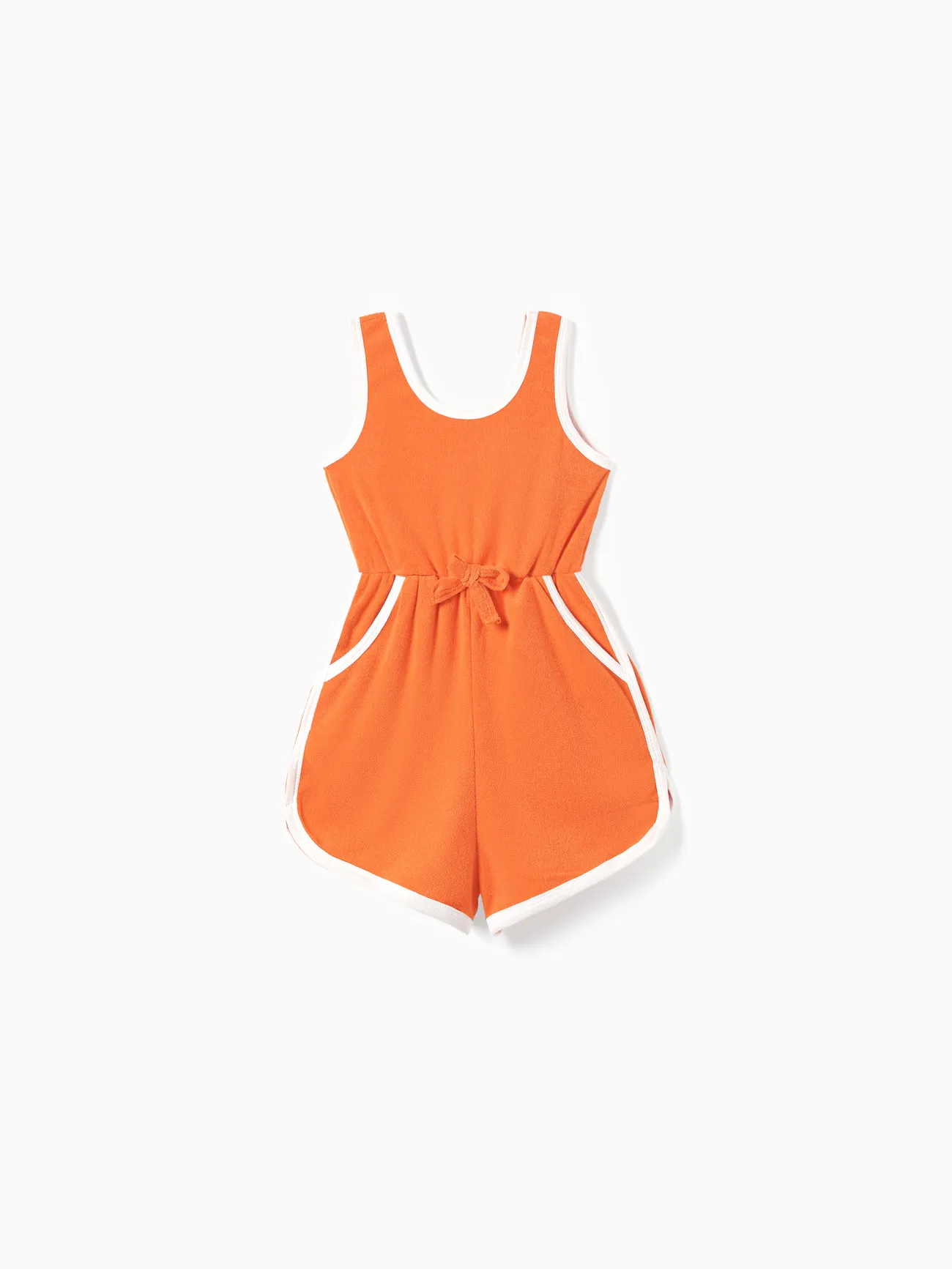 Mommy and Me Orange Towel Fabric Romper with Pockets and Drawstring
Mommy and Me Orange Towel Fabric Romper with Pockets and Drawstring