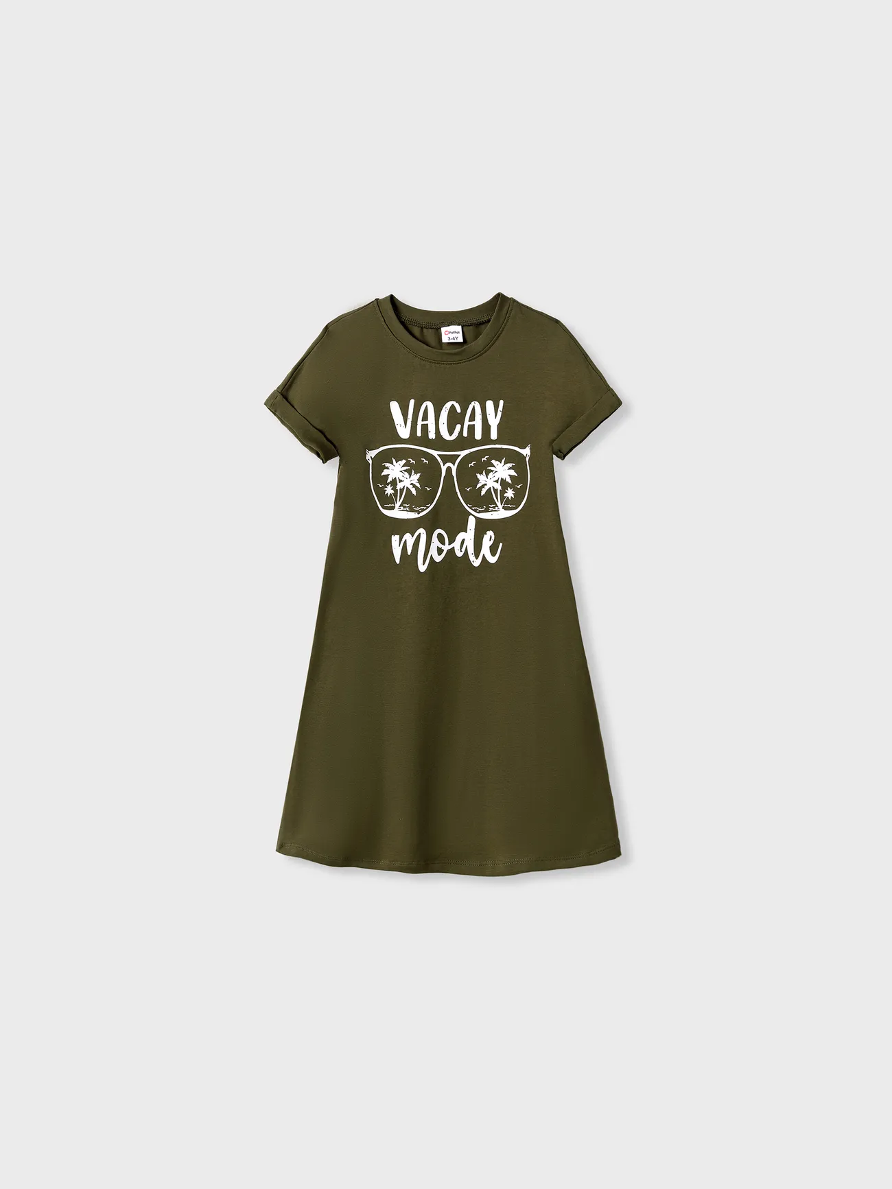 Family Matching Sets Allover Printed T-Shirt and Army Green Glasses Pattern T-Shirt Dress with Pockets 
Family Matching Sets Allover Printed T-Shirt and Army Green Glasses Pattern T-Shirt Dress with Pockets