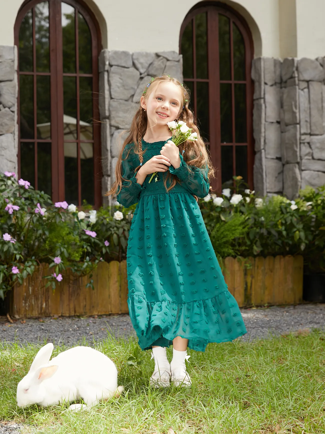 Mommy and Me Wedding Green Swiss Dots Long Sleeves Smocked Design Dresses
Mommy and Me Wedding Green Swiss Dots Long Sleeves Smocked Design Dresses