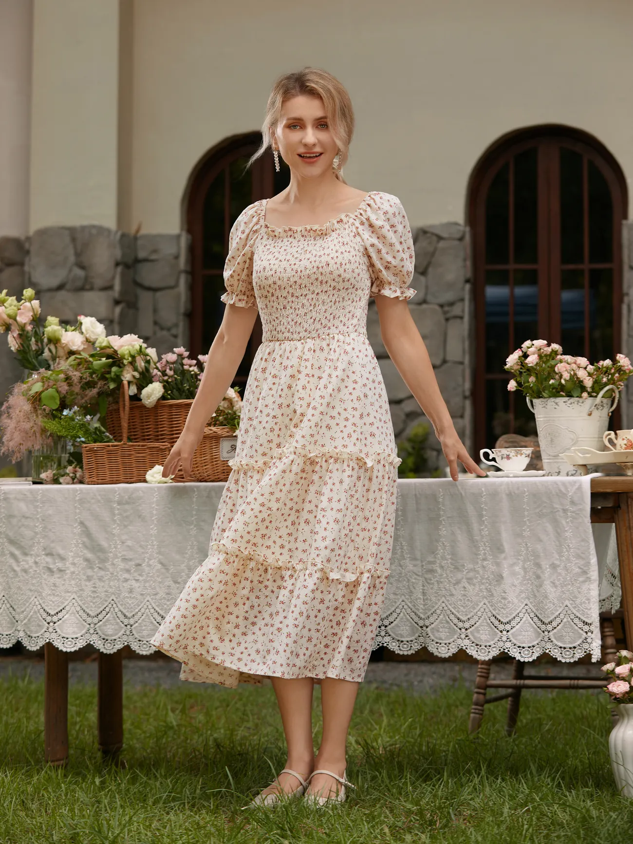 Mommy and Me Ditsy Floral Shirred Bodice Tiered Ruffle Trim Dress
Mommy and Me Ditsy Floral Shirred Bodice Tiered Ruffle Trim Dress