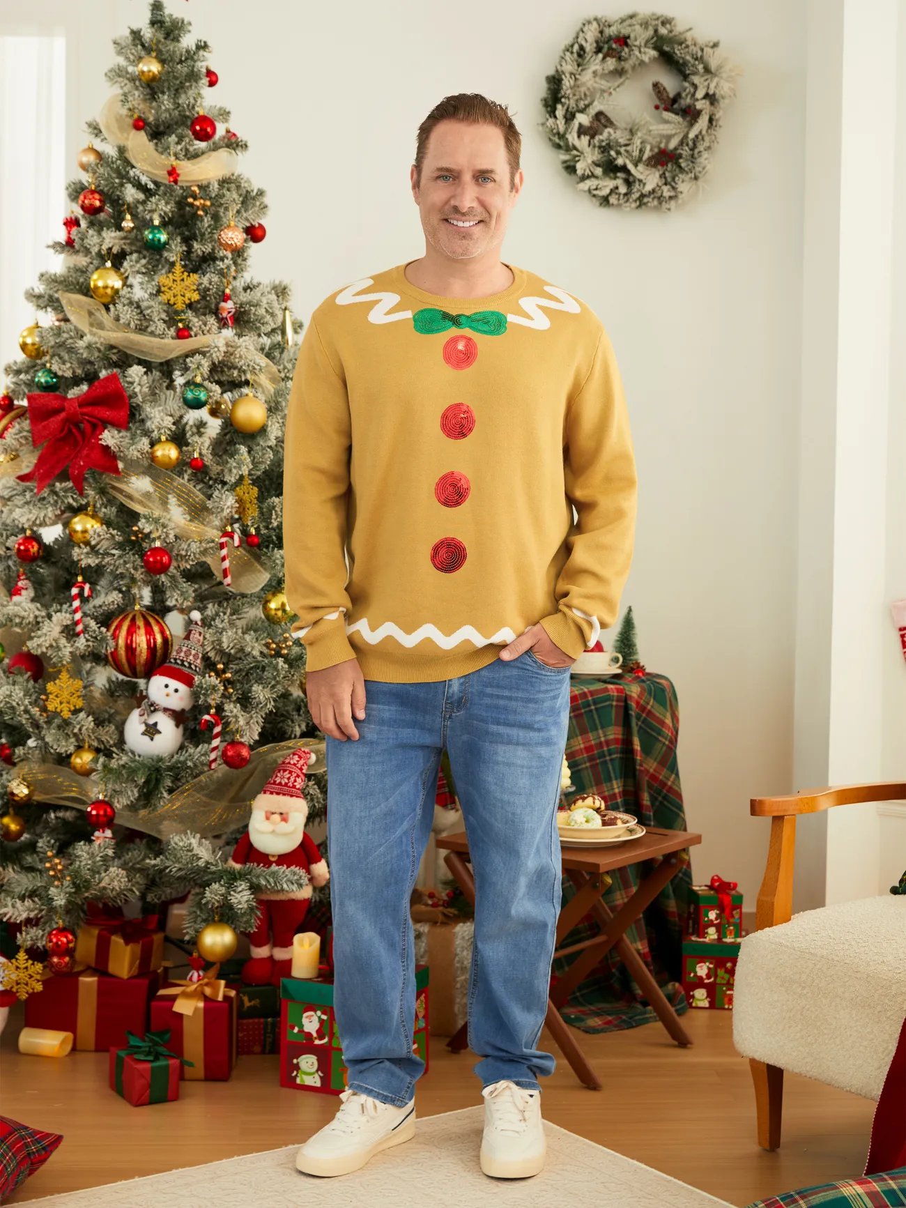 Christmas Family Matching Whimsical Gingerbread Man Sequin Embellishment Knitwear Sweater
Christmas Family Matching Whimsical Gingerbread Man Sequin Embellishment Knitwear Sweater