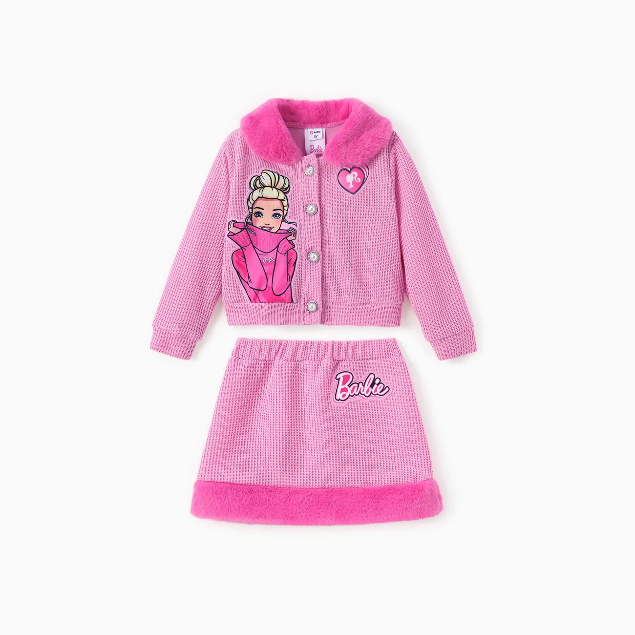 Barbie Clothing Toddler/Kid Girl 2pcs Character Embroidered Pearl Button Plush Edge Jacket And Skirt Set
Barbie Clothing Toddler/Kid Girl 2pcs Character Embroidered Pearl Button Plush Edge Jacket And Skirt Set