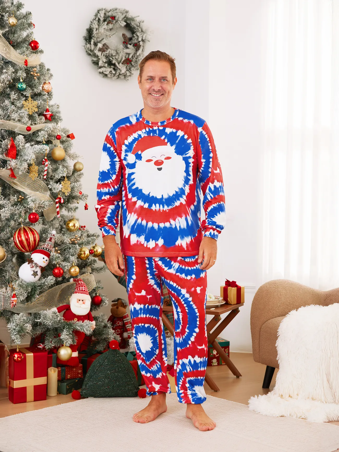 Christmas Family Matching Twirly Tie Dye Santa Claus Pajamas Sets 
Christmas Family Matching Twirly Tie Dye Santa Claus Pajamas Sets