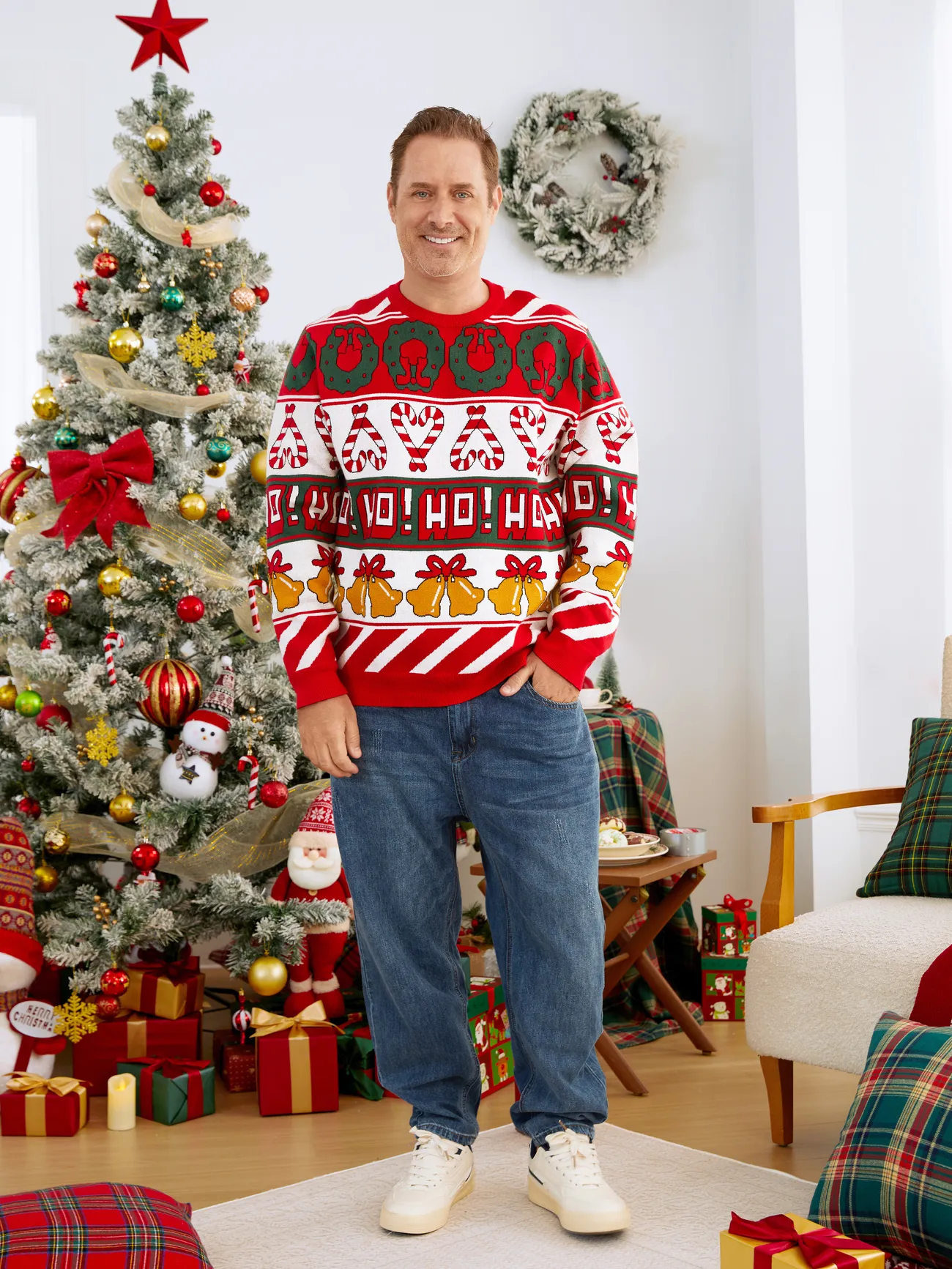 Christmas Family Matching Tops Allover Xmas Bell & Candy Cane Sweater
Christmas Family Matching Tops Allover Xmas Bell & Candy Cane Sweater