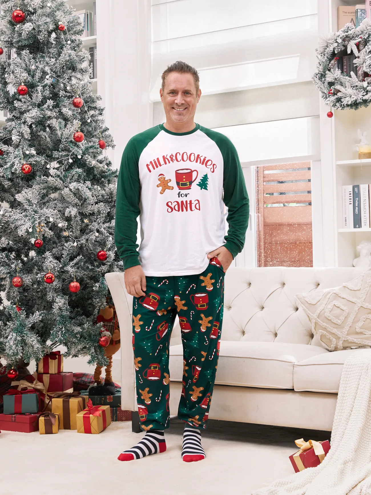 Christmas Family Pajamas Sets Raglan Sleeves Milk&Cookies for Santa Top and Allover Pants with Drawstring and Pockets ( Flame Resistant )
Christmas Family Pajamas Sets Raglan Sleeves Milk&Cookies for Santa Top and Allover Pants with Drawstring and Pockets ( Flame Resistant )