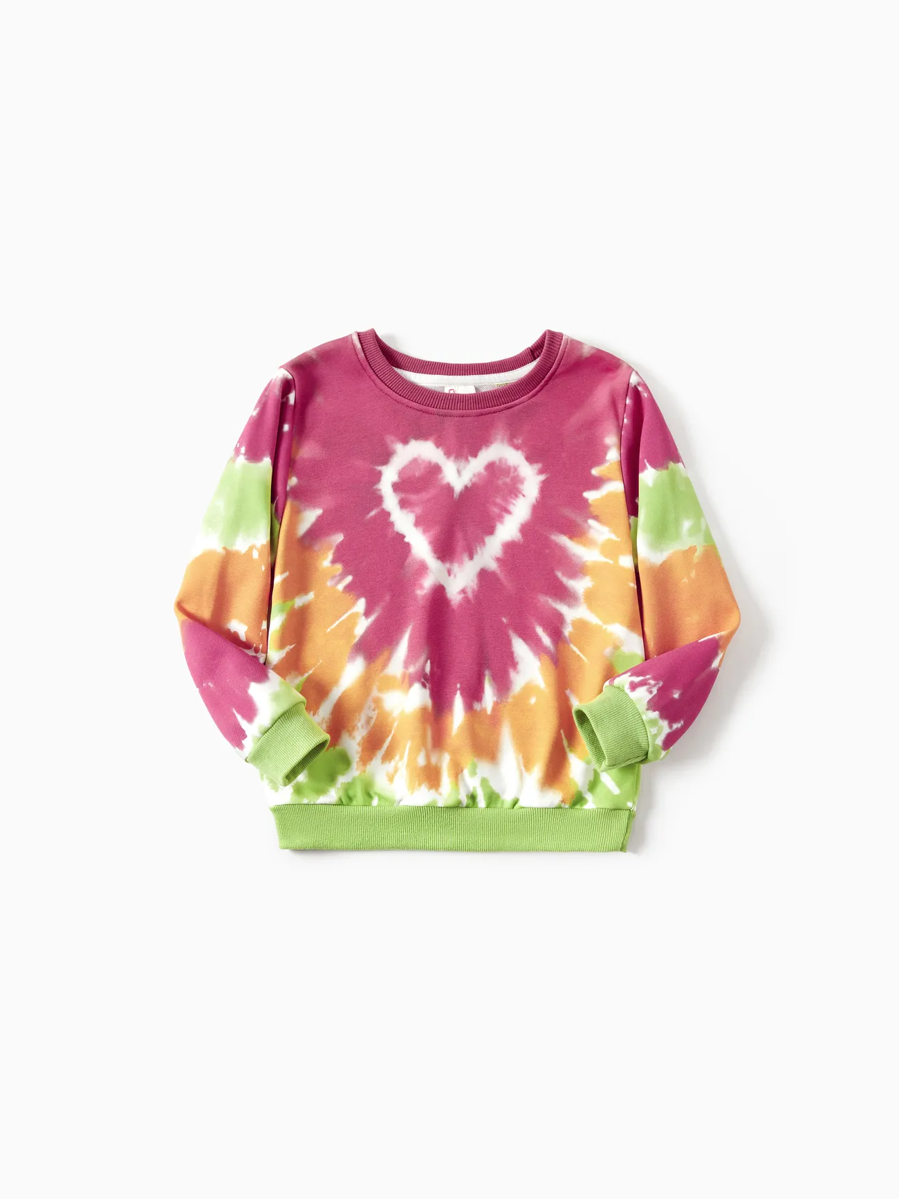 Mommy and Me Matching Heart Print Tie-dye Sweatshirt for Valentine's Day