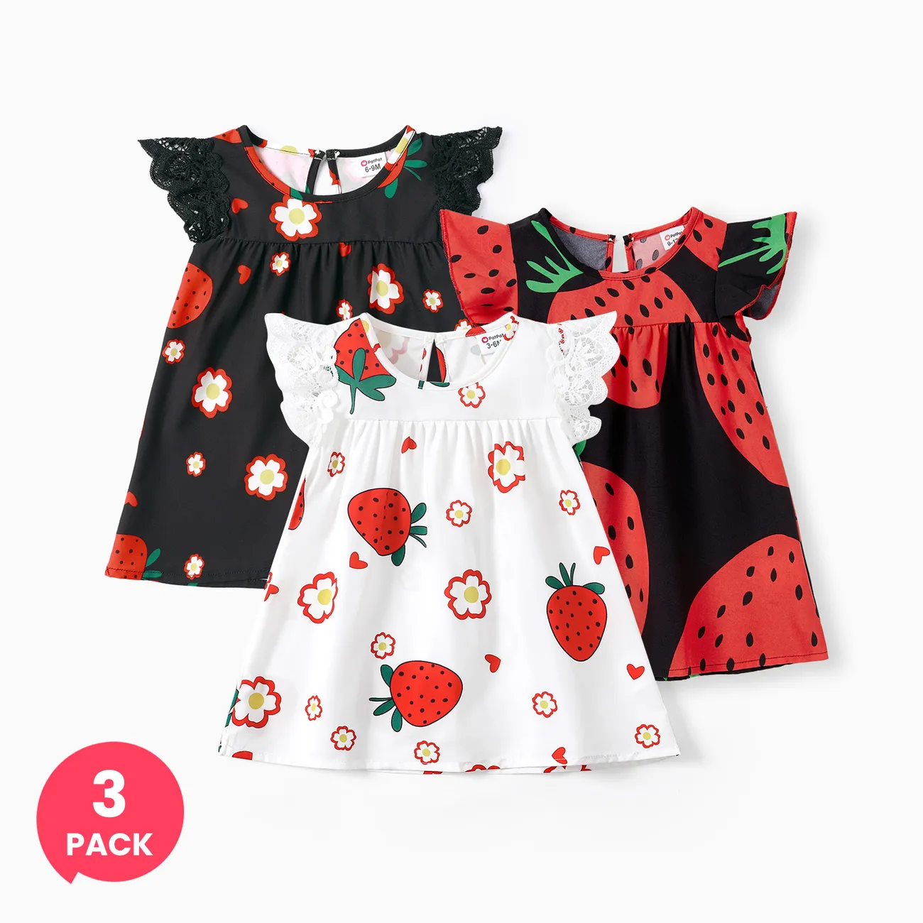 3-Pack Baby Girl Sweet Strawberry Lace Dresses
3-Pack Baby Girl Sweet Strawberry Lace Dresses