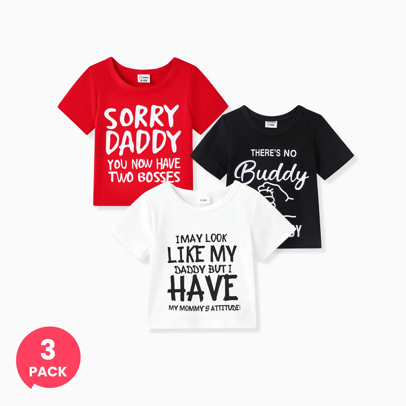 3-Pack Baby Boy/Girl Cotton Short-sleeve Letter Print Tee
3-Pack Baby Boy/Girl Cotton Short-sleeve Letter Print Tee