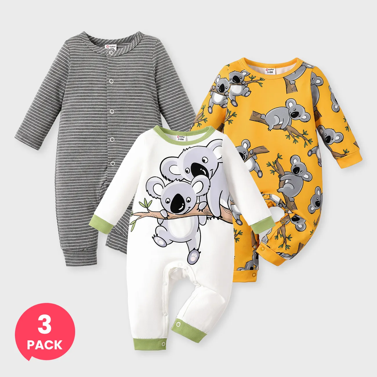 3-Pack Baby Boy/Girl Childlike Koala Button Long Sleeves Jumpsuits
3-Pack Baby Boy/Girl Childlike Koala Button Long Sleeves Jumpsuits