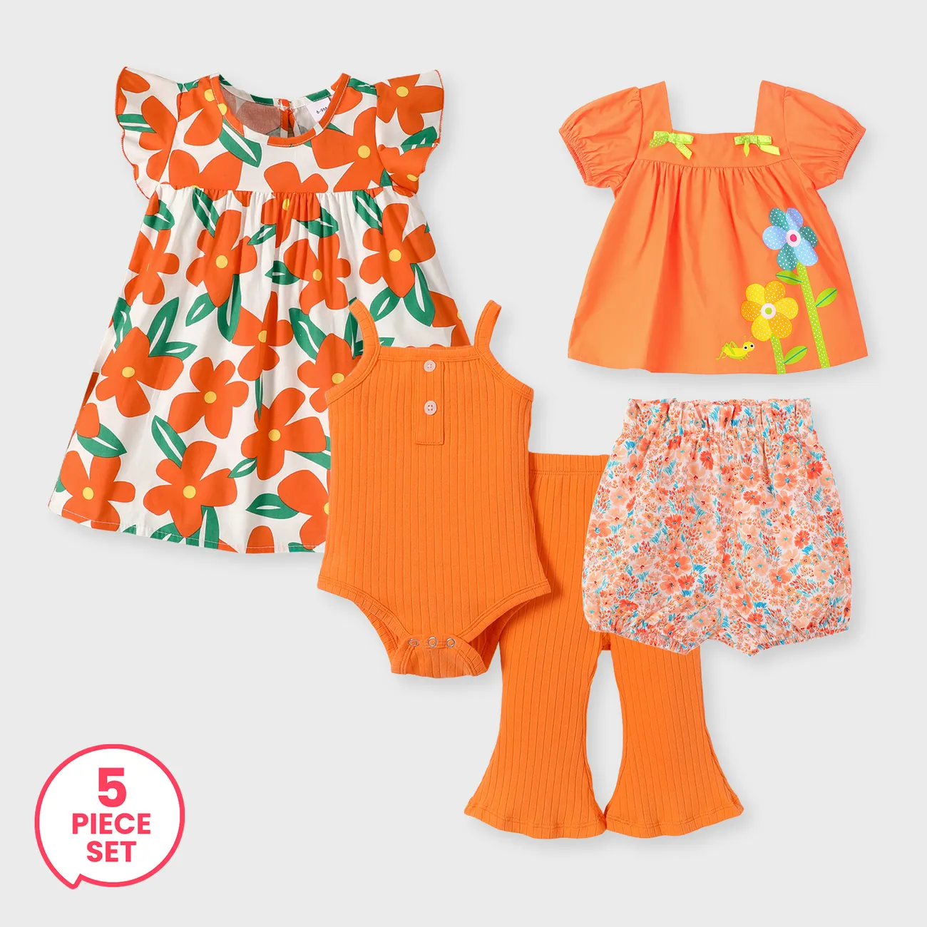 5-Piece Baby Girl Orange Floral Style Set
5-Piece Baby Girl Orange Floral Style Set