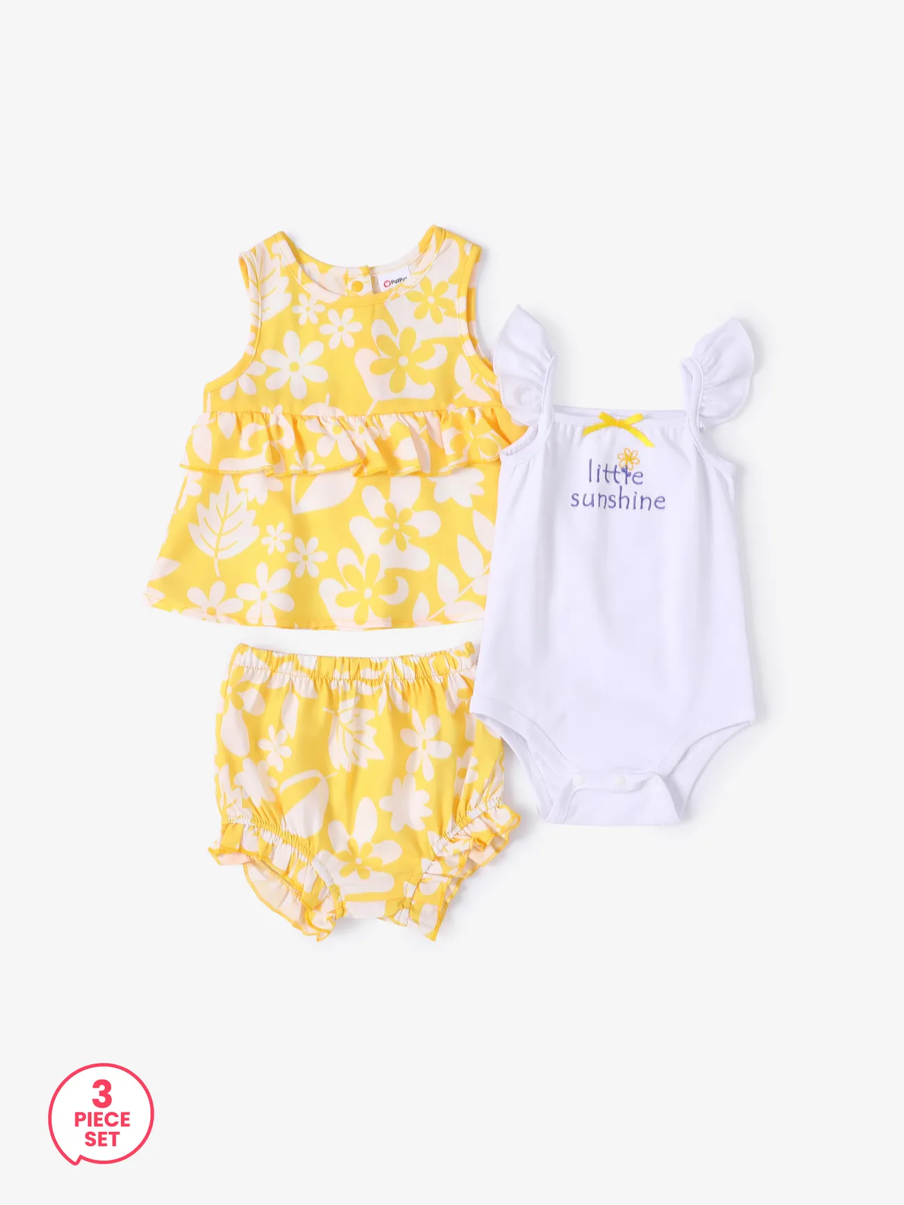 Baby Girl 3pcs Letter Romper and Floral Print Ruffled Top and Shorts Set
Baby Girl 3pcs Letter Romper and Floral Print Ruffled Top and Shorts Set