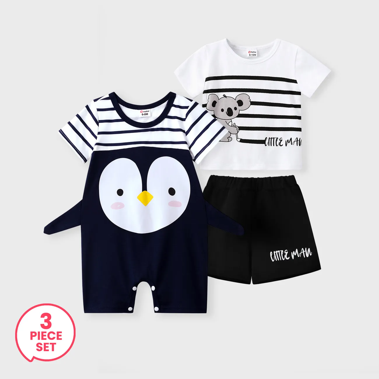 3-Piece Baby Boy Cute Animal Print Striped Set
3-Piece Baby Boy Cute Animal Print Striped Set