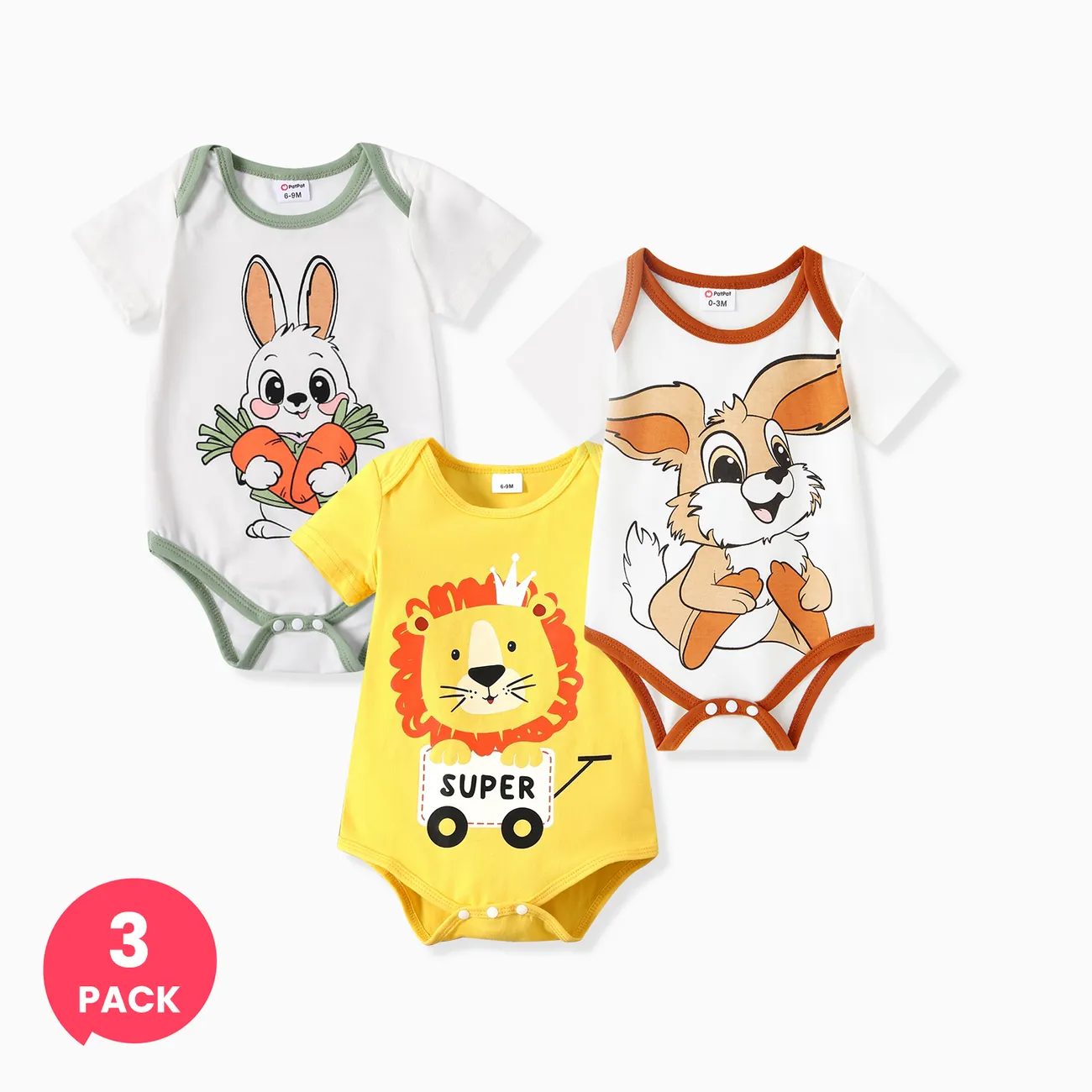 3-Pack Baby Boy/Girl Childlike Animal Print Rompers
3-Pack Baby Boy/Girl Childlike Animal Print Rompers