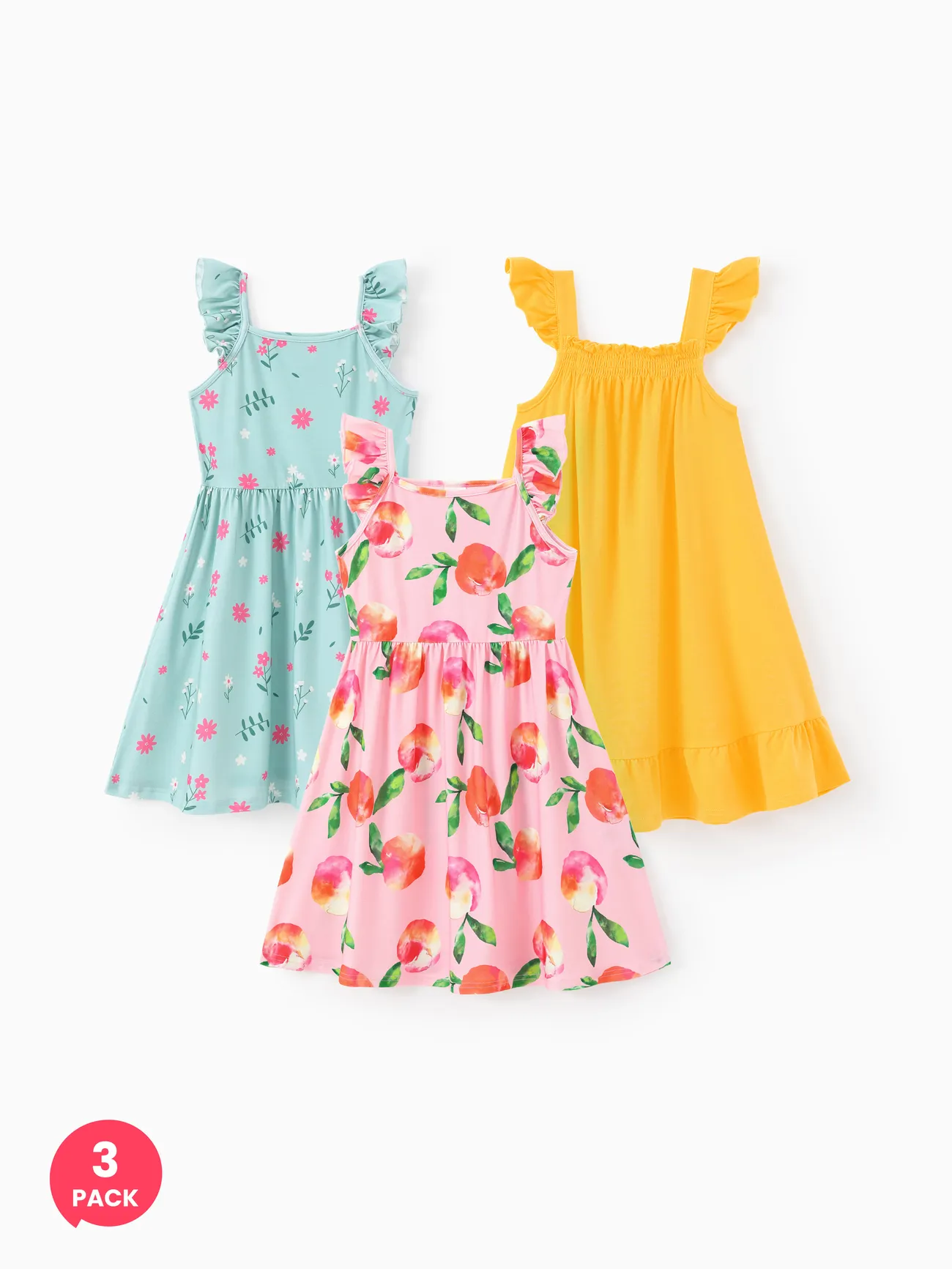 3-Pack Toddler/Kid Girl Childlike Flutter-sleeve Dresses
3-Pack Toddler/Kid Girl Childlike Flutter-sleeve Dresses