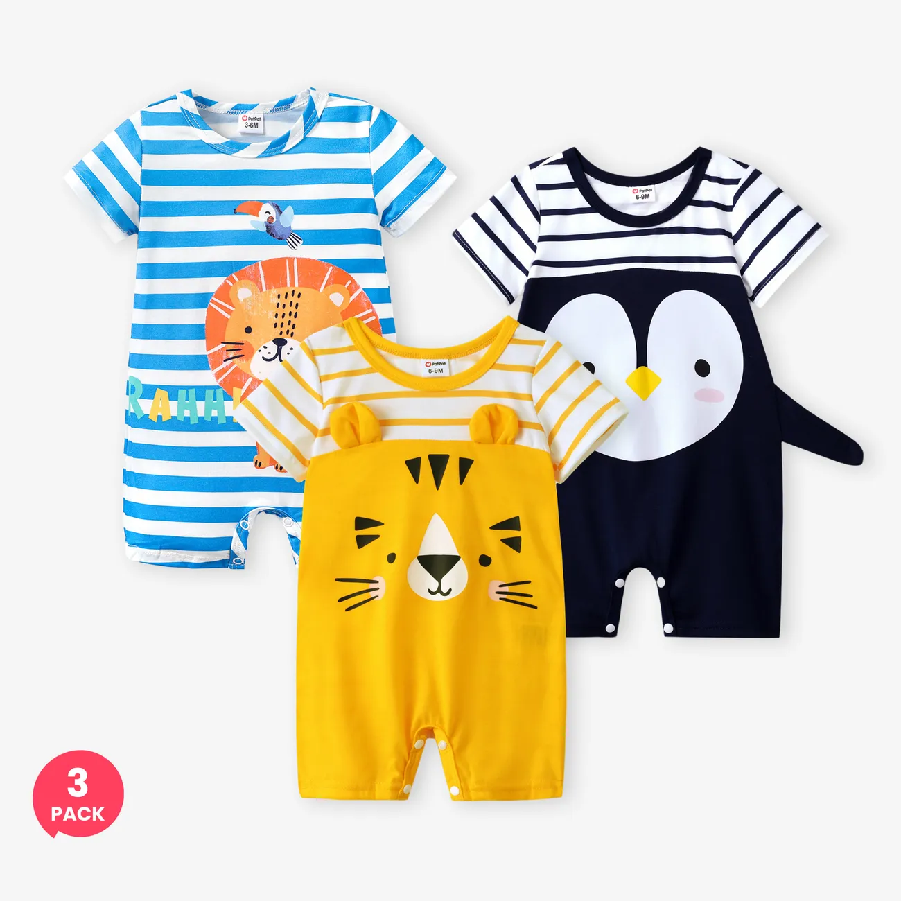 3-Pack Baby Boy Childlike Animal Print Romper
3-Pack Baby Boy Childlike Animal Print Romper