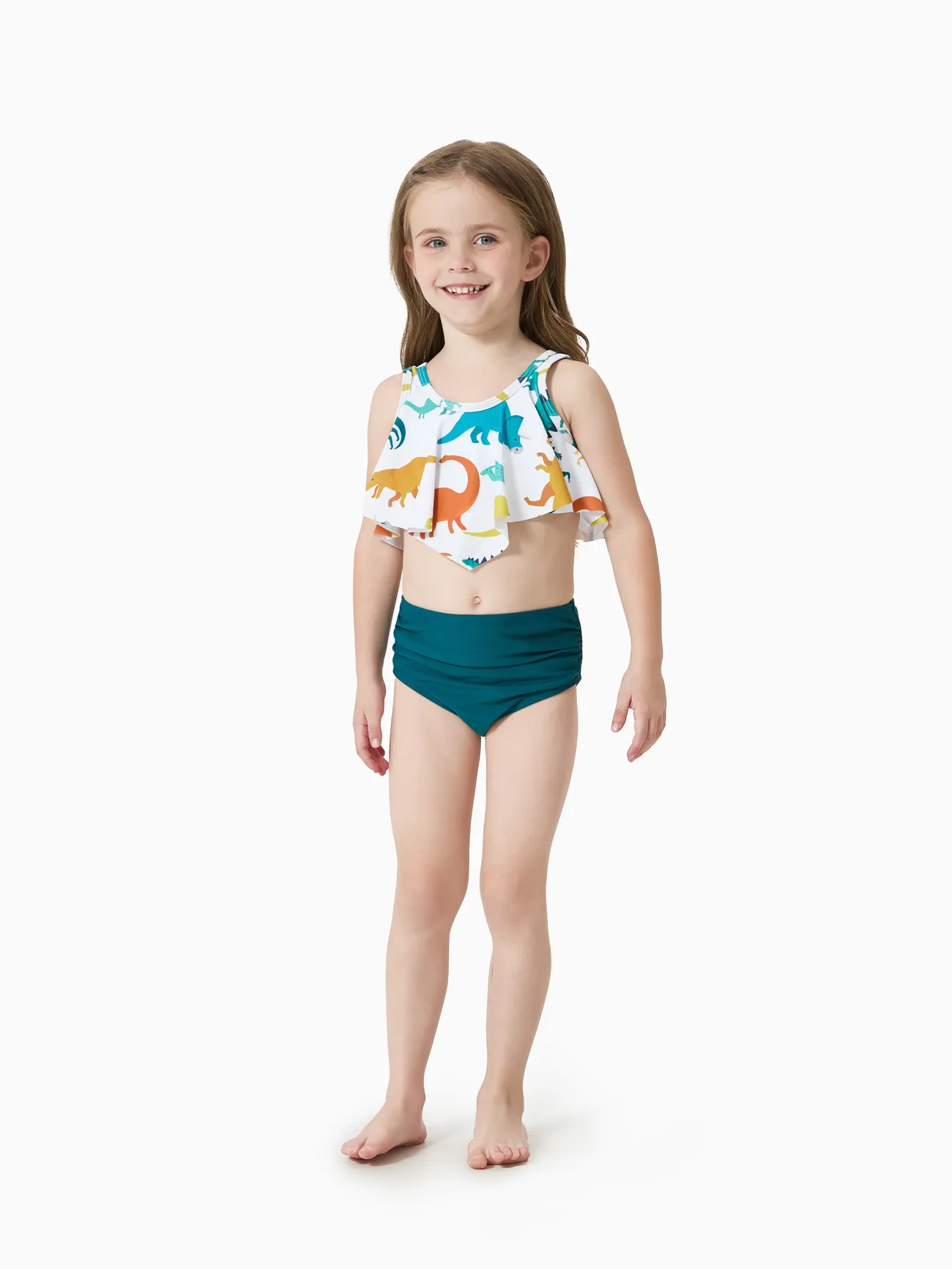 Family Matching All Over Multicolor Dinosaur Print Swim Trunks Shorts and Ruffle Two-Piece Swimsuit
Family Matching All Over Multicolor Dinosaur Print Swim Trunks Shorts and Ruffle Two-Piece Swimsuit