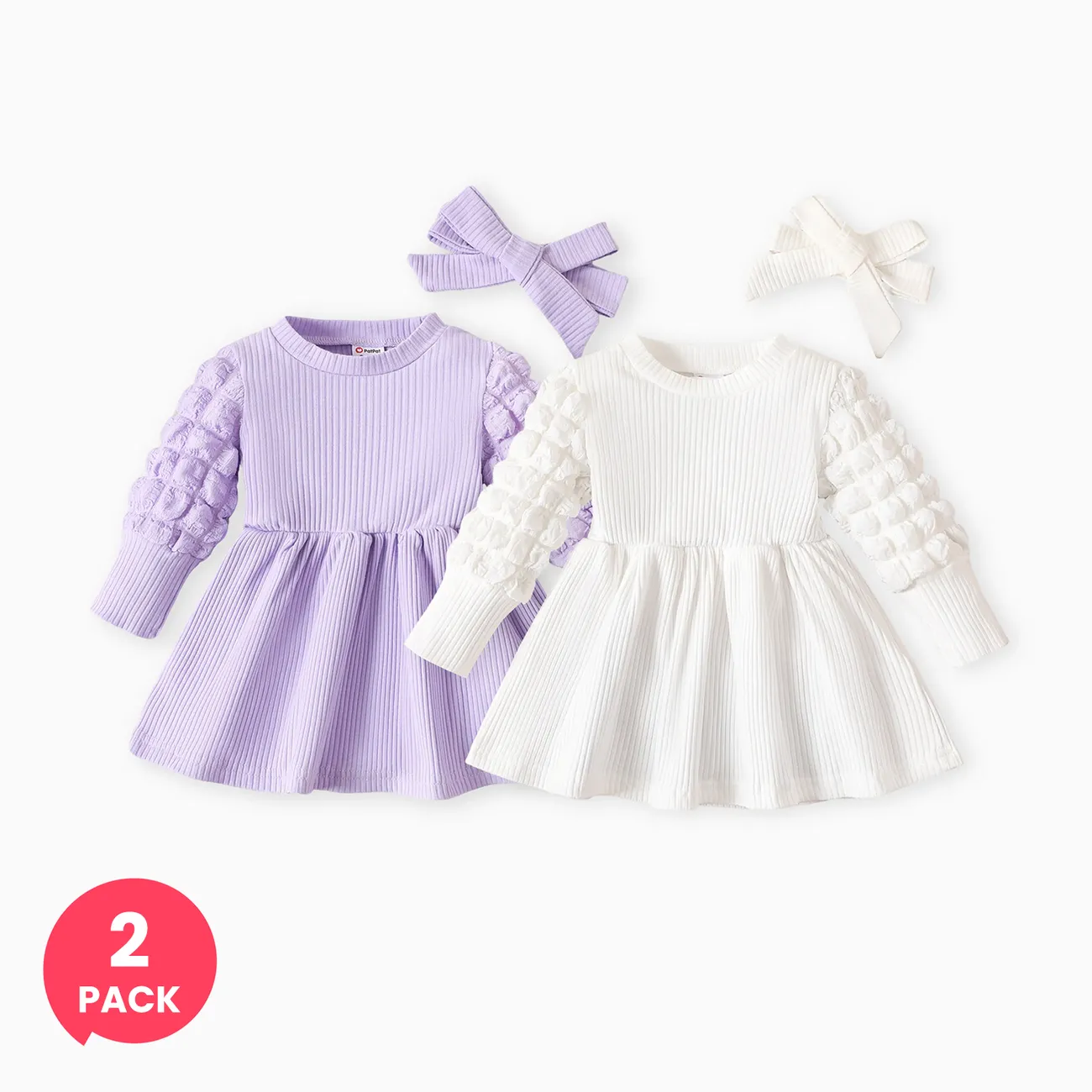 2-Pack Baby Girl Puff-sleeve Dress with Headband
2-Pack Baby Girl Puff-sleeve Dress with Headband