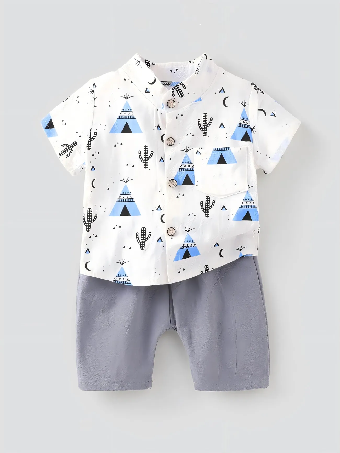 2pcs Baby Boy 95% Cotton Short-sleeve All Over Cactus Print Button Up Shirt and Solid Shorts Set
2pcs Baby Boy 95% Cotton Short-sleeve All Over Cactus Print Button Up Shirt and Solid Shorts Set